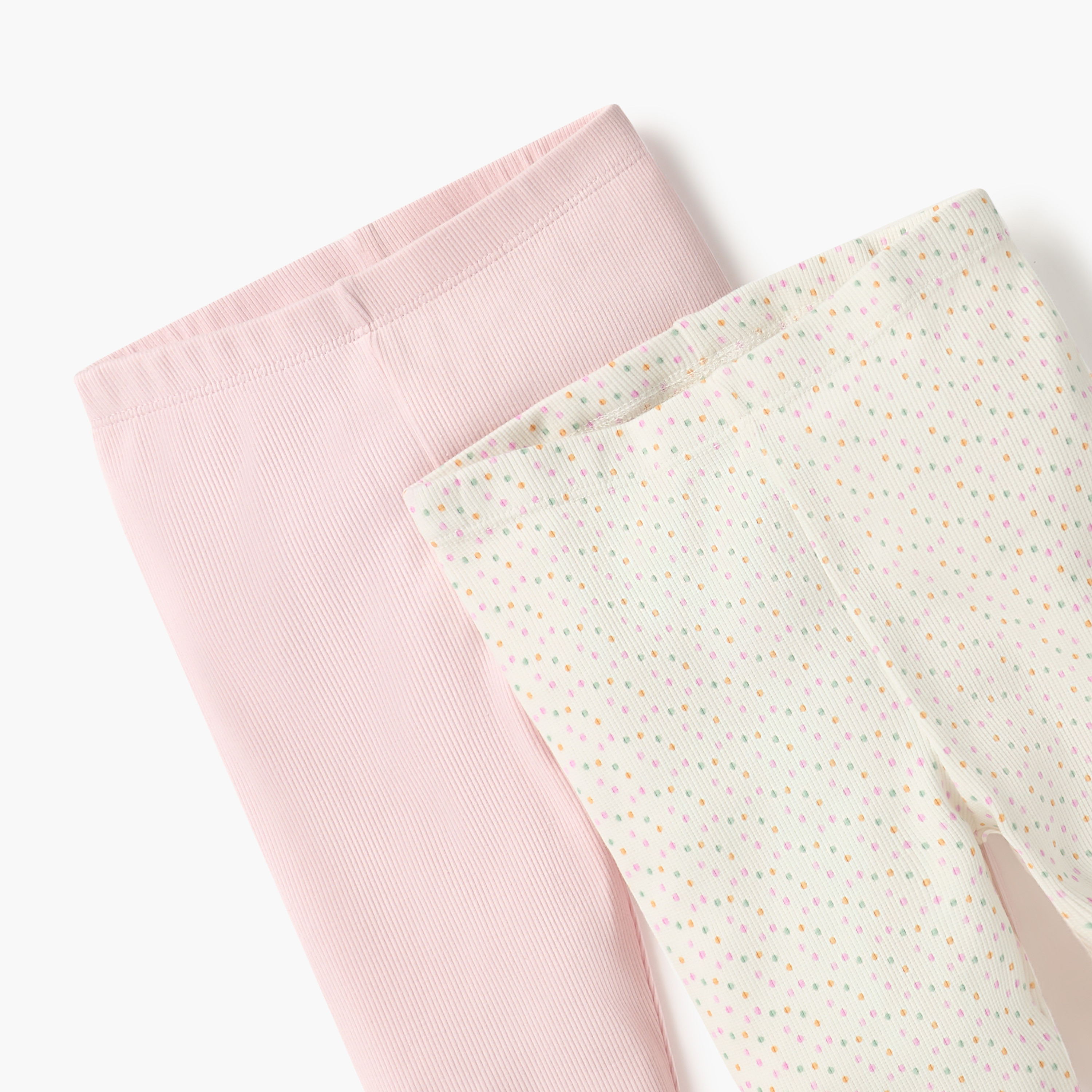 بنطلونات ليقنز مضلعة بخصر مطّاطي من جونيورز - طقم من قطعتين-baby-girls-clothing-bottoms-leggings-image-4