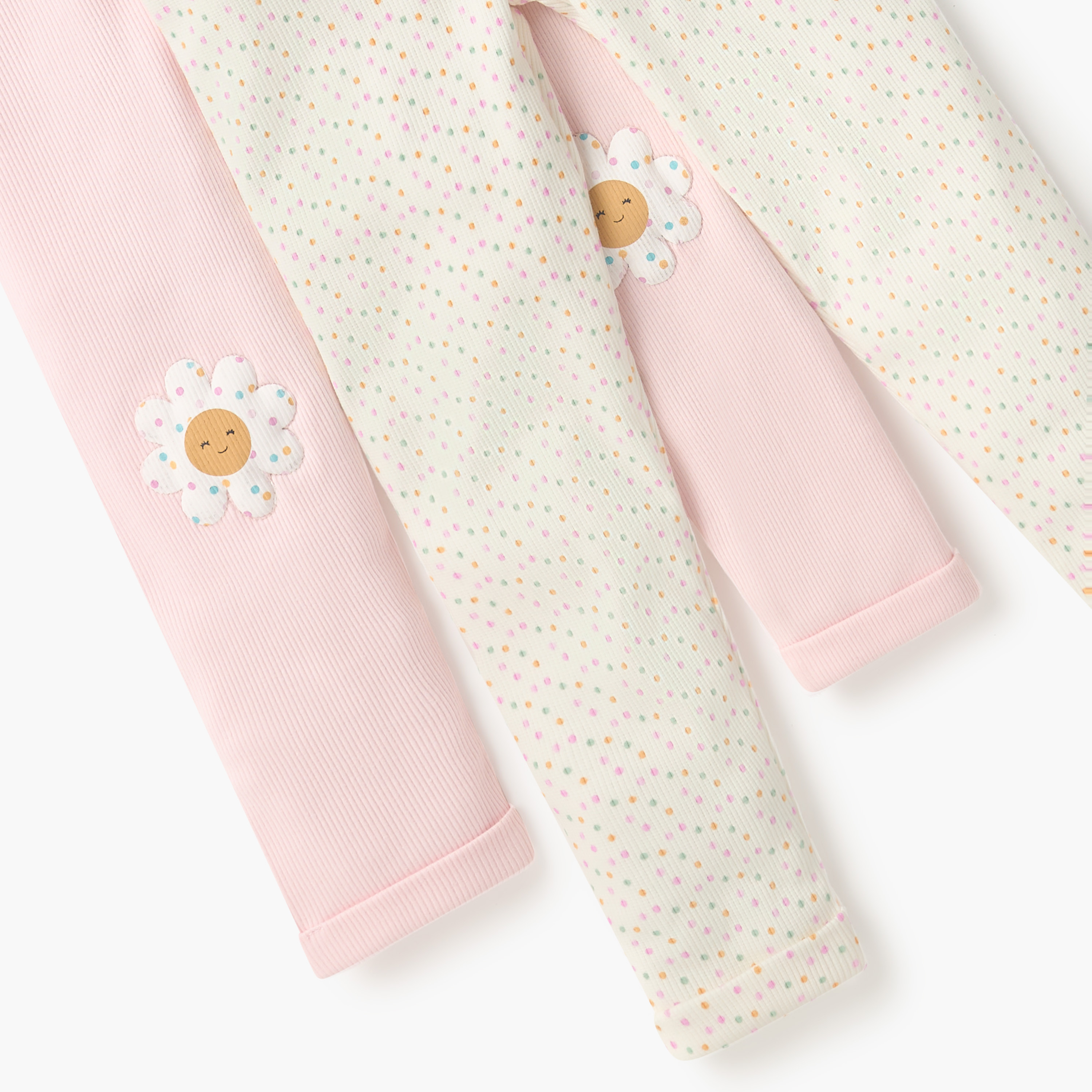 بنطلونات ليقنز مضلعة بخصر مطّاطي من جونيورز - طقم من قطعتين-baby-girls-clothing-bottoms-leggings-image-5