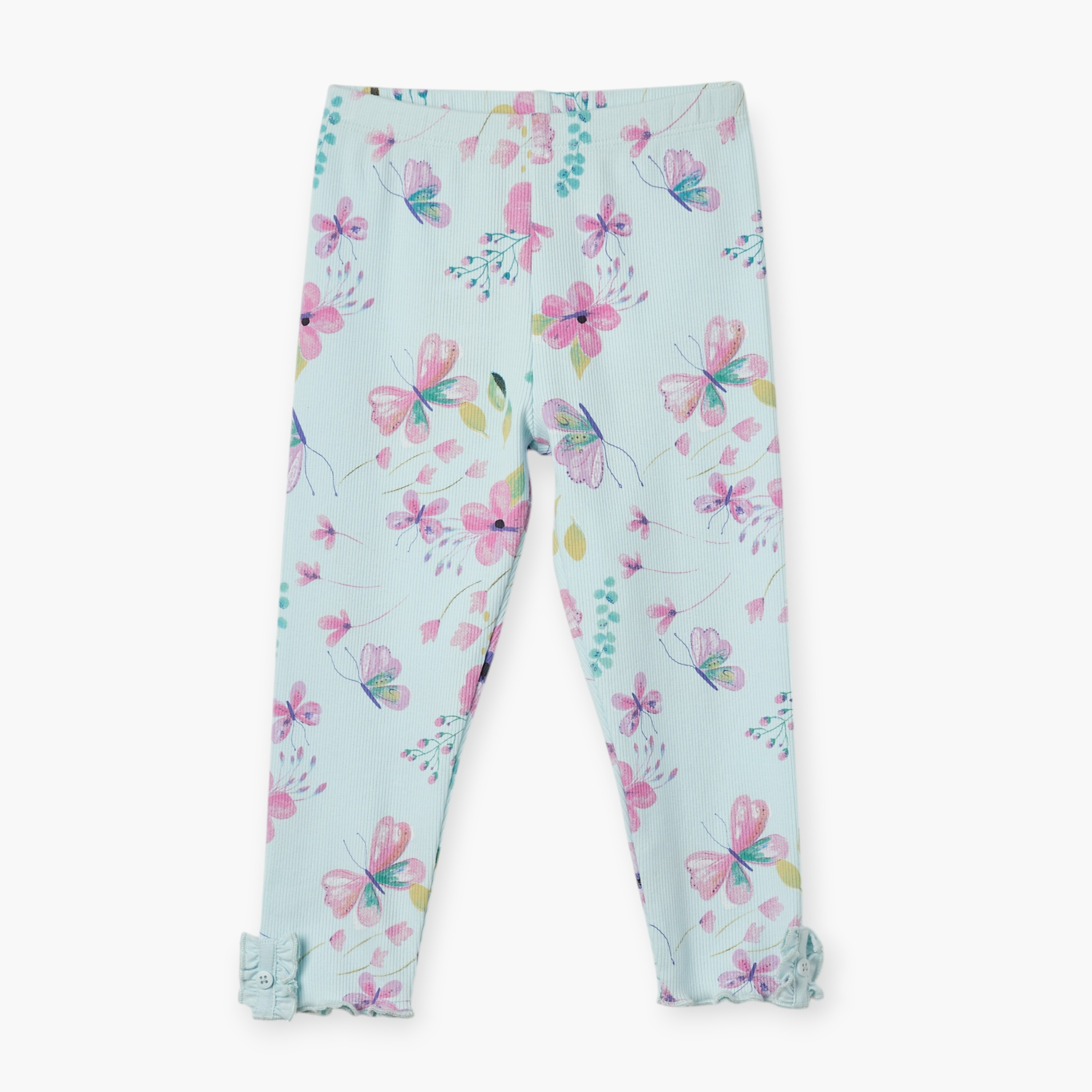 بنطلون ليقنز بخصر مطاطي وطبعات زهرية من جونيورز-baby-girls-clothing-bottoms-leggings-image-1