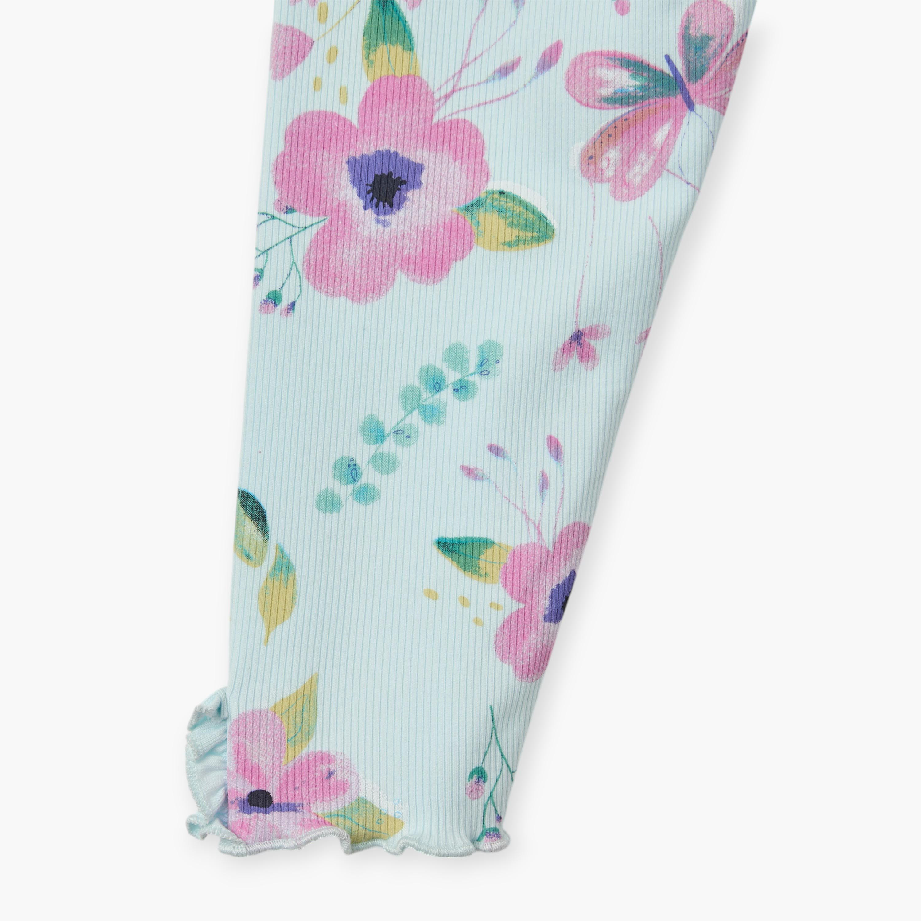 بنطلون ليقنز بخصر مطاطي وطبعات زهرية من جونيورز-baby-girls-clothing-bottoms-leggings-image-5