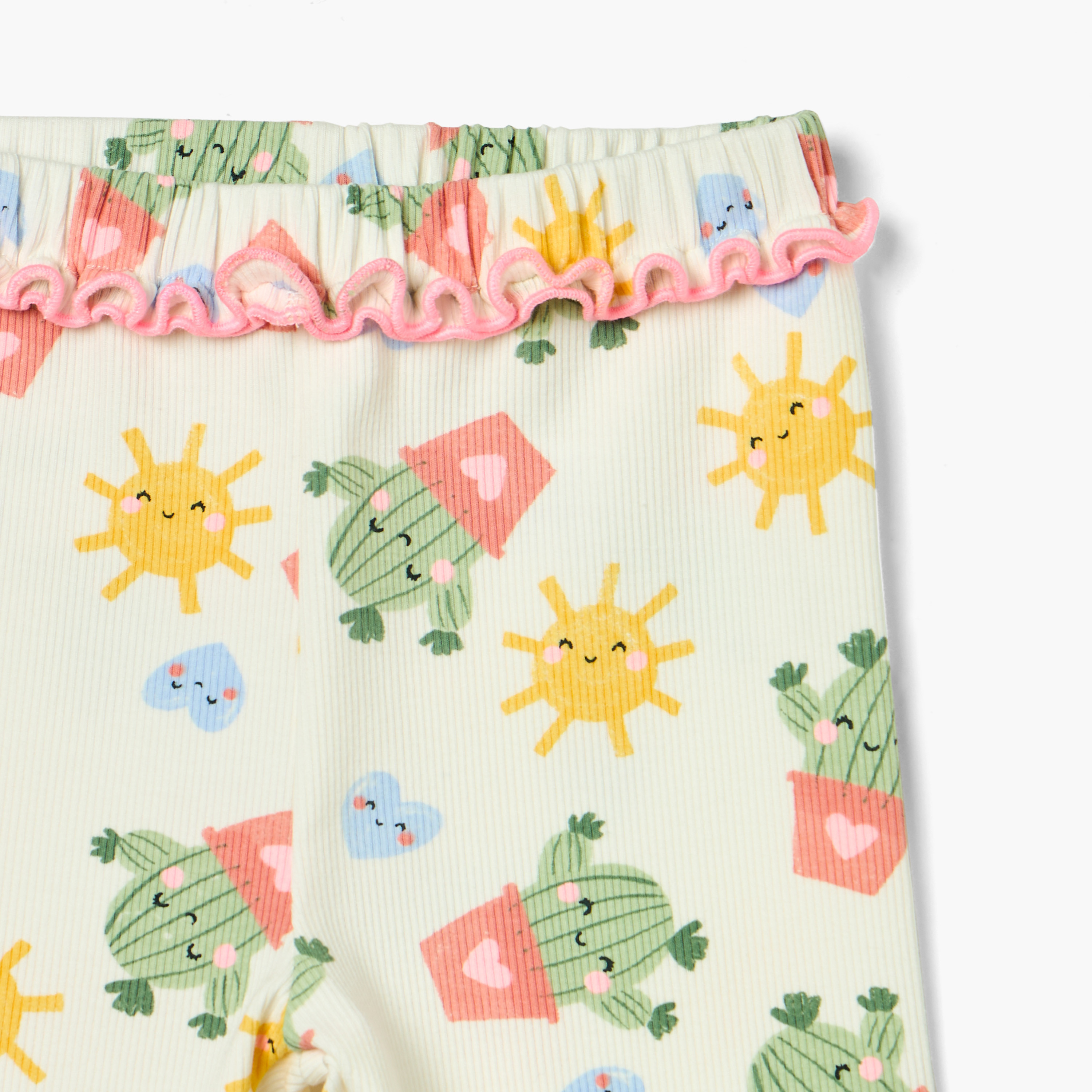 Juniors Printed Leggings with Frill Detail and Elasticated Waistband-baby-girls-clothing-bottoms-leggings-image-3