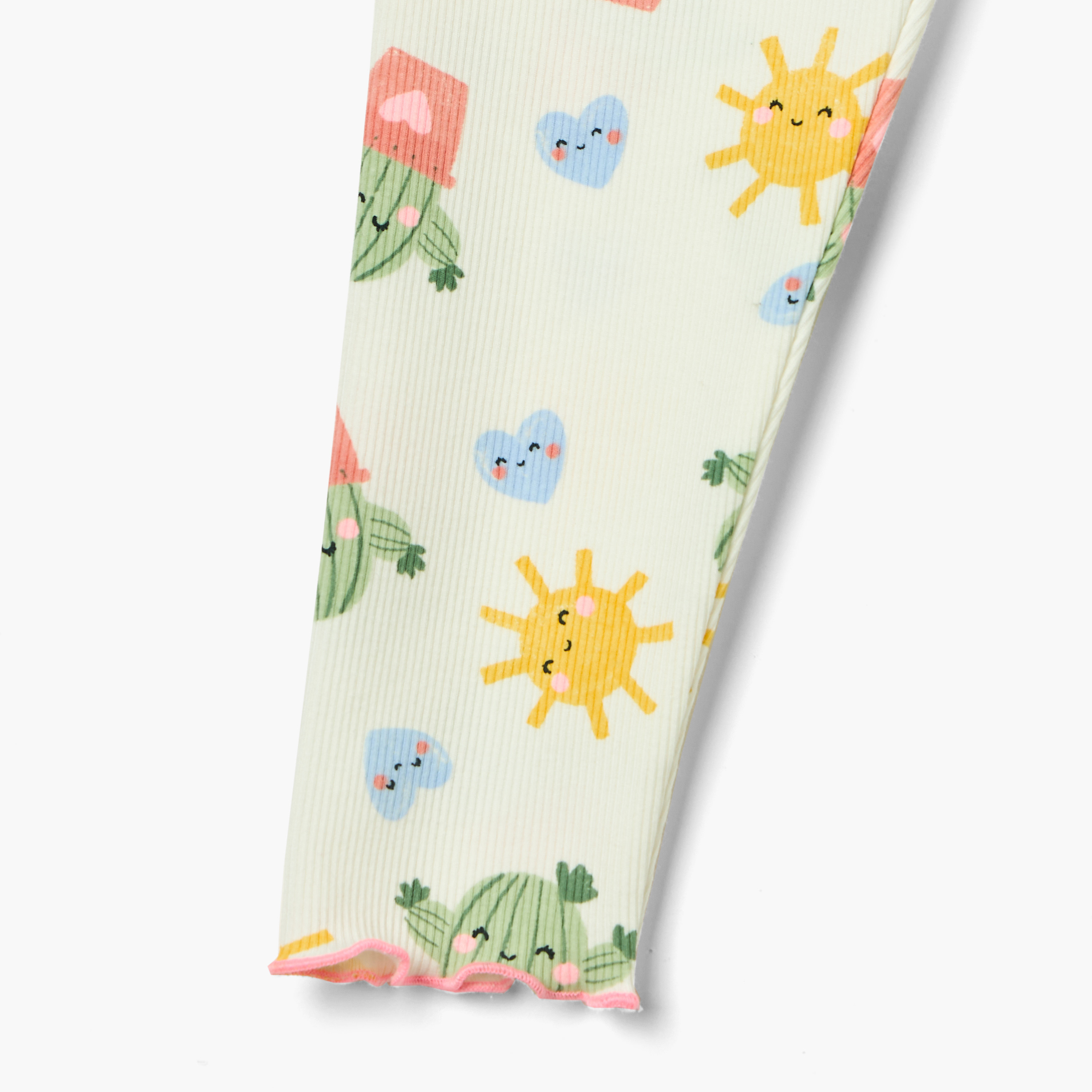 Juniors Printed Leggings with Frill Detail and Elasticated Waistband-baby-girls-clothing-bottoms-leggings-image-4