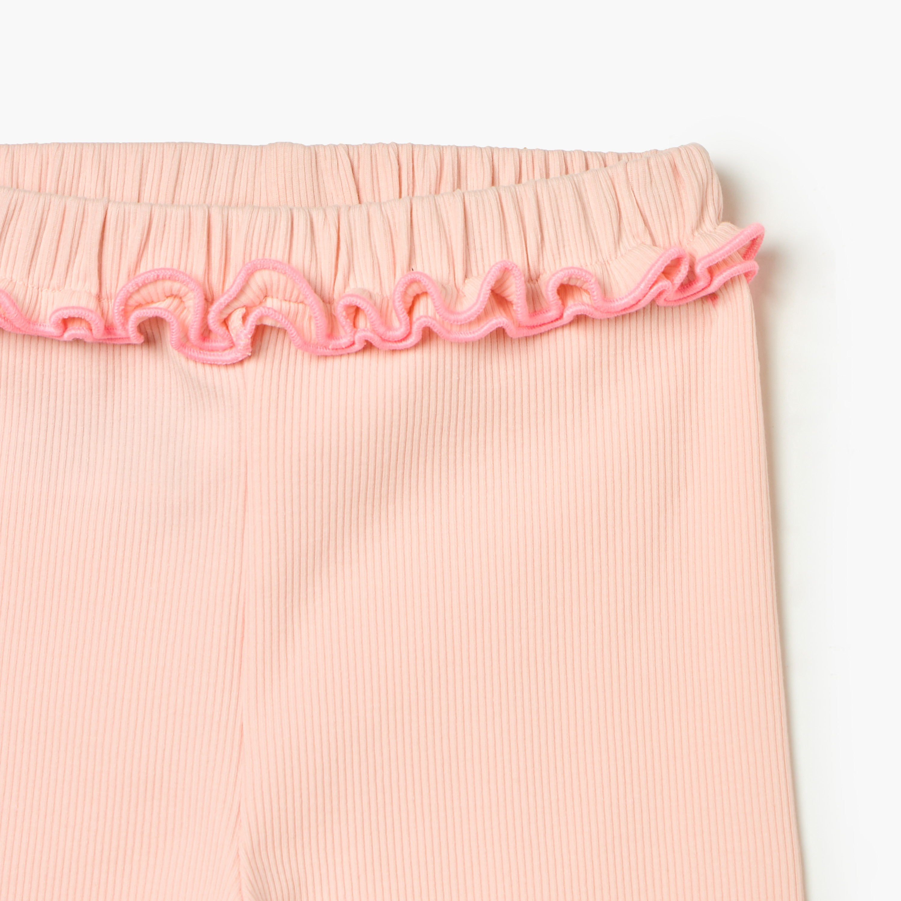 Juniors Ruffle Detail Leggings with Lettuce Hem and Elasticated Waistband-baby-girls-clothing-bottoms-leggings-image-3