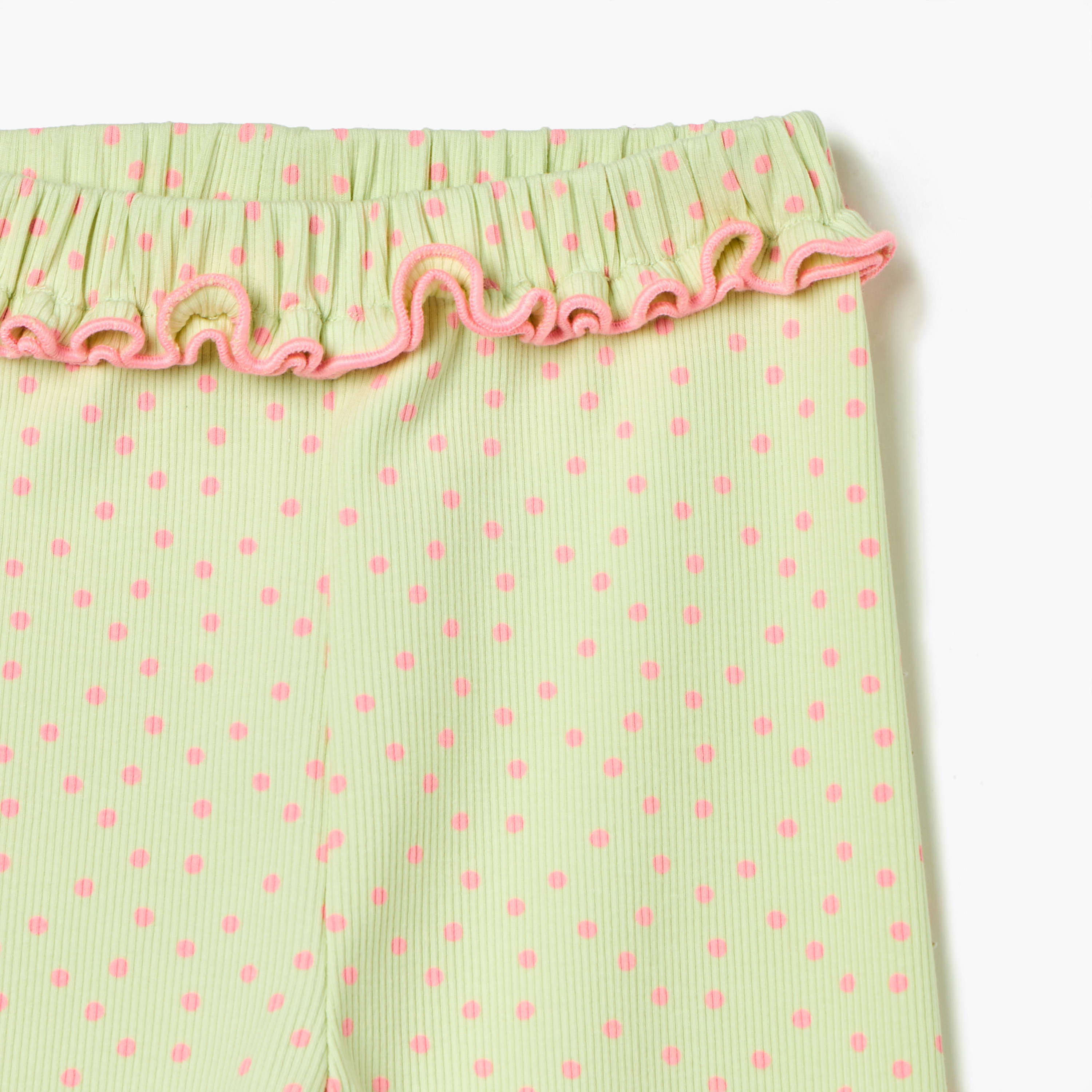 Juniors Polka Dot Leggings with Frill Detail and Elasticated Waistband-baby-girls-clothing-bottoms-leggings-image-3