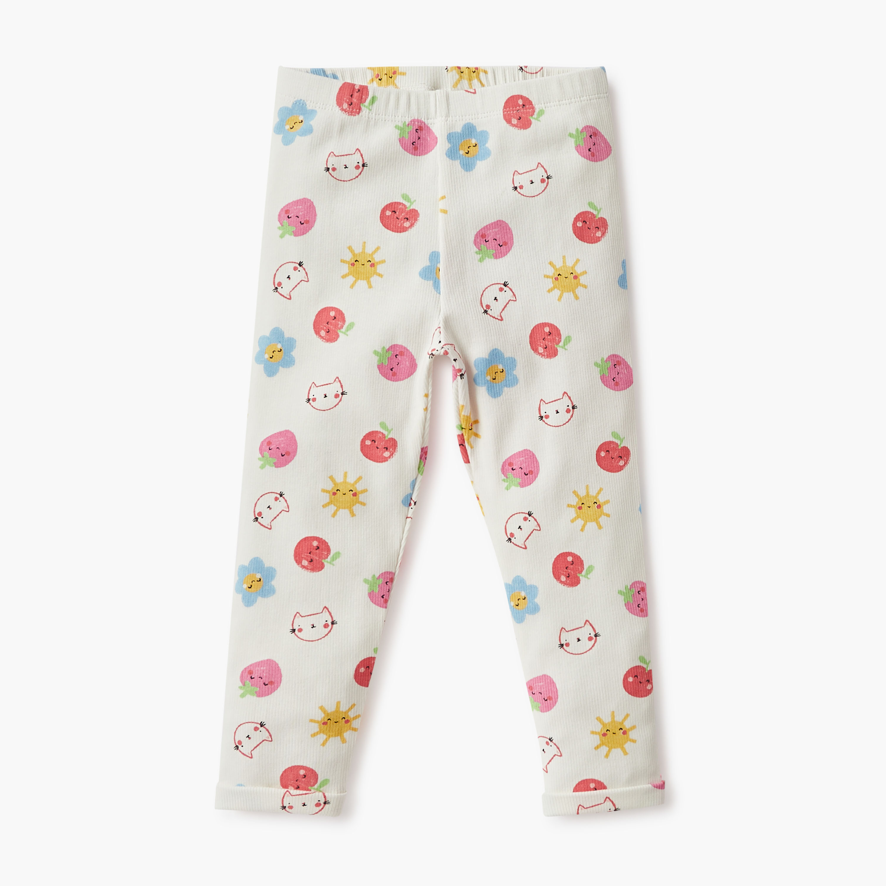 Juniors Printed Leggings with Elasticated Waistband - Set of 2-baby-girls-clothing-bottoms-leggings-image-3