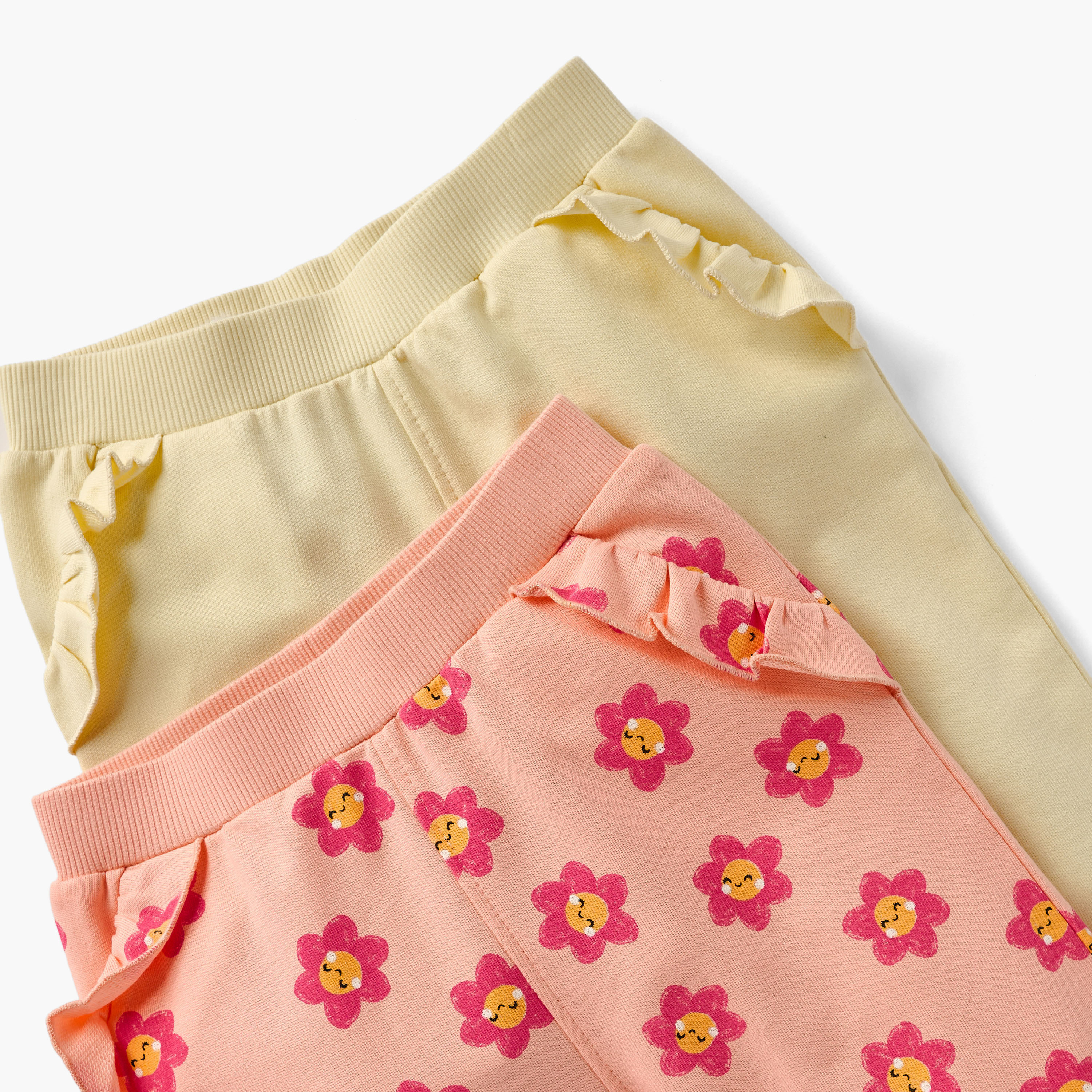 Juniors Assorted Joggers with Elasticated Waistband and Ruffle Detail - Set of 2-baby-girls-clothing-bottoms-joggersandtrackpants-image-4