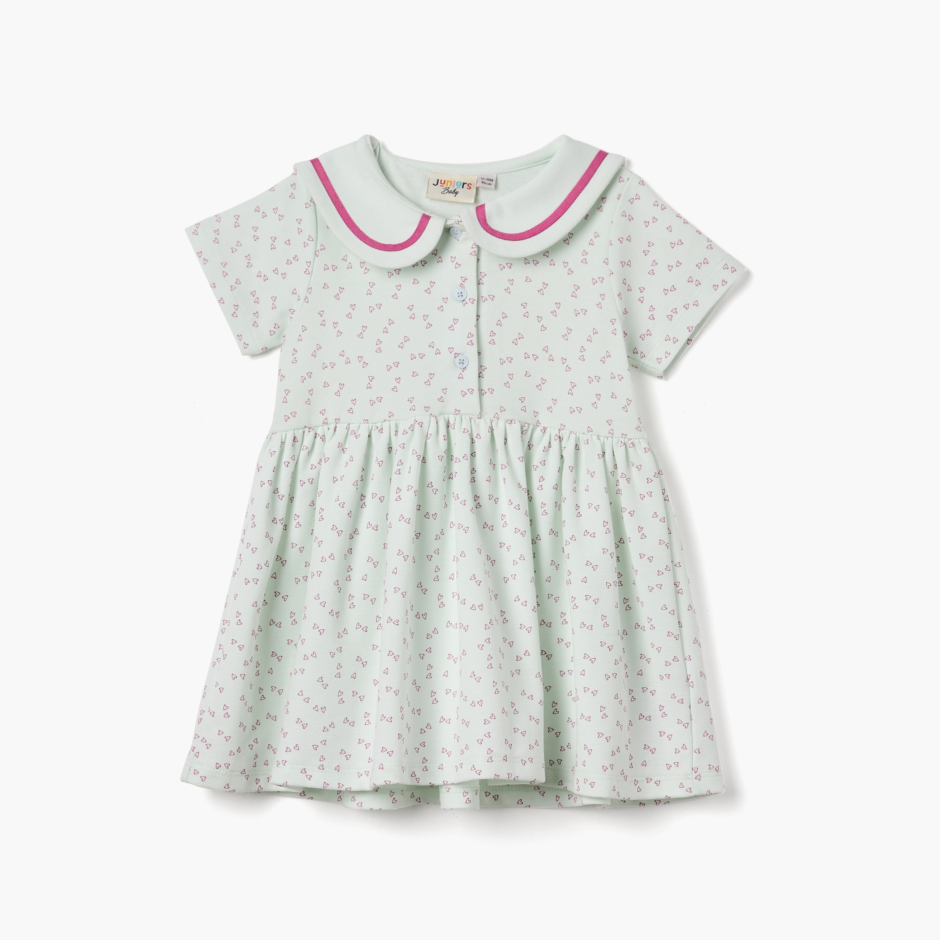 فستان بولو بأكمام قصيرة وطبعات قلب من جونيورز-baby-girls-clothing-dressesandjumpsuits-image-1