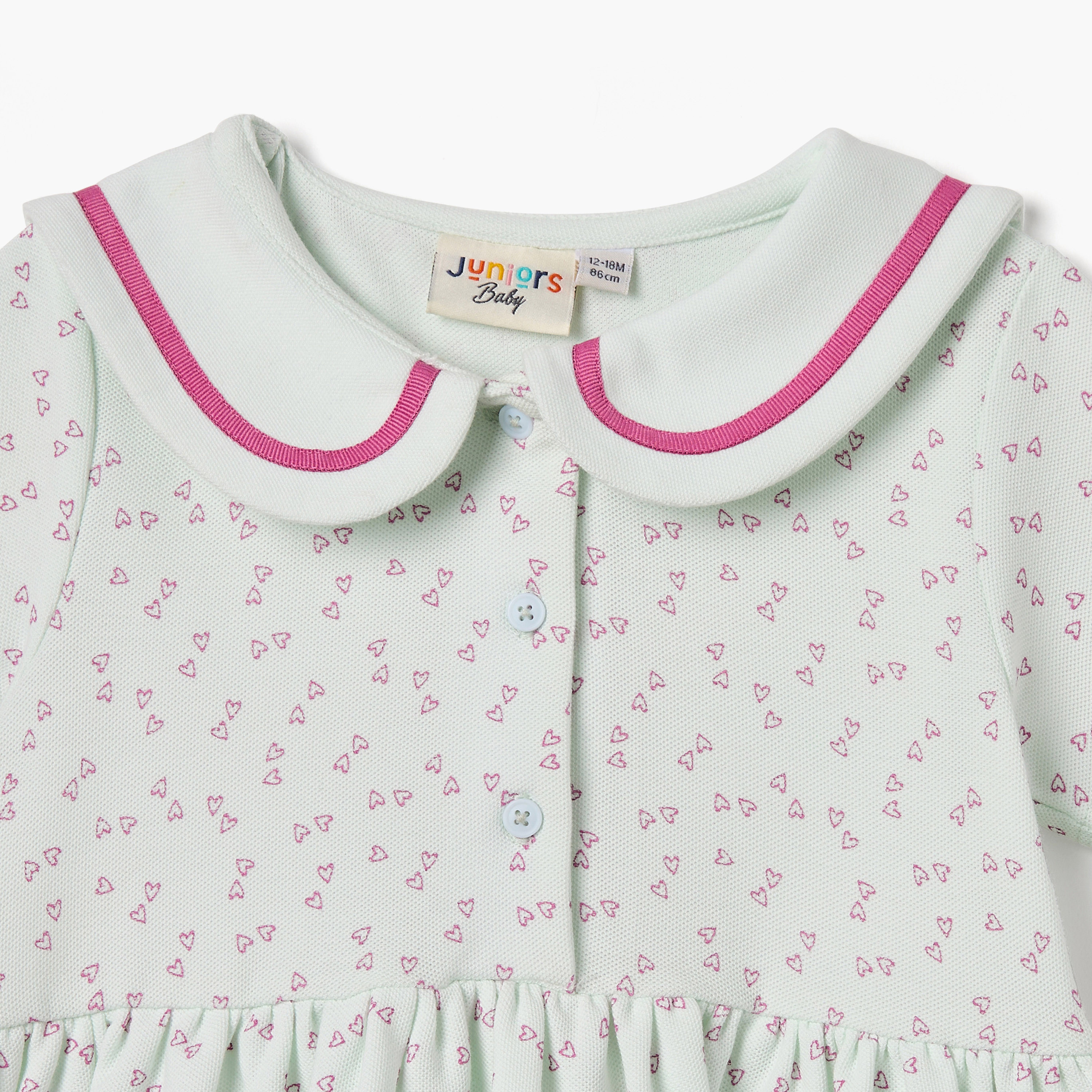فستان بولو بأكمام قصيرة وطبعات قلب من جونيورز-baby-girls-clothing-dressesandjumpsuits-image-3