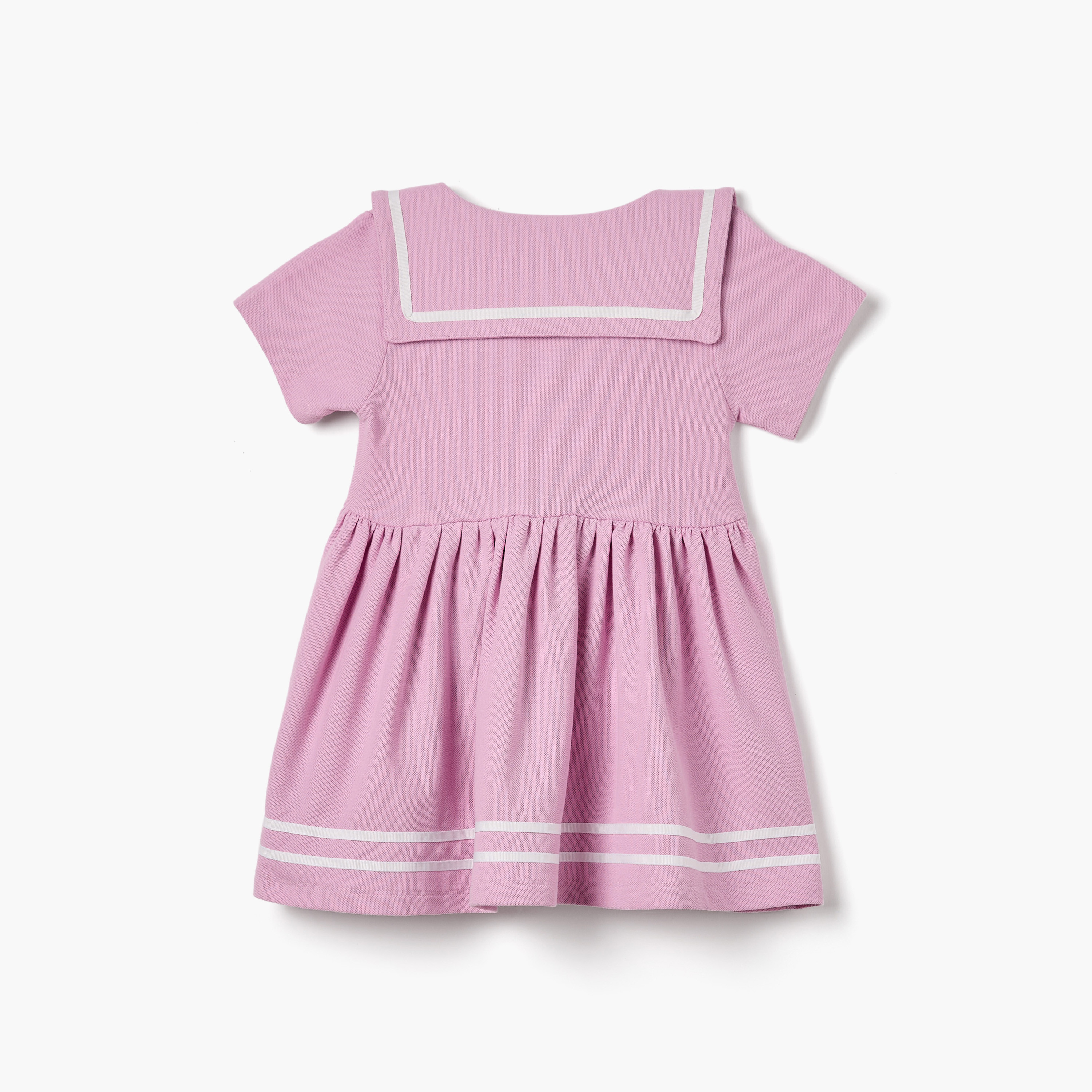 فستان بولو مخطط بأكمام قصيرة وأزرار إغلاق من جونيورز-baby-girls-clothing-dressesandjumpsuits-image-2