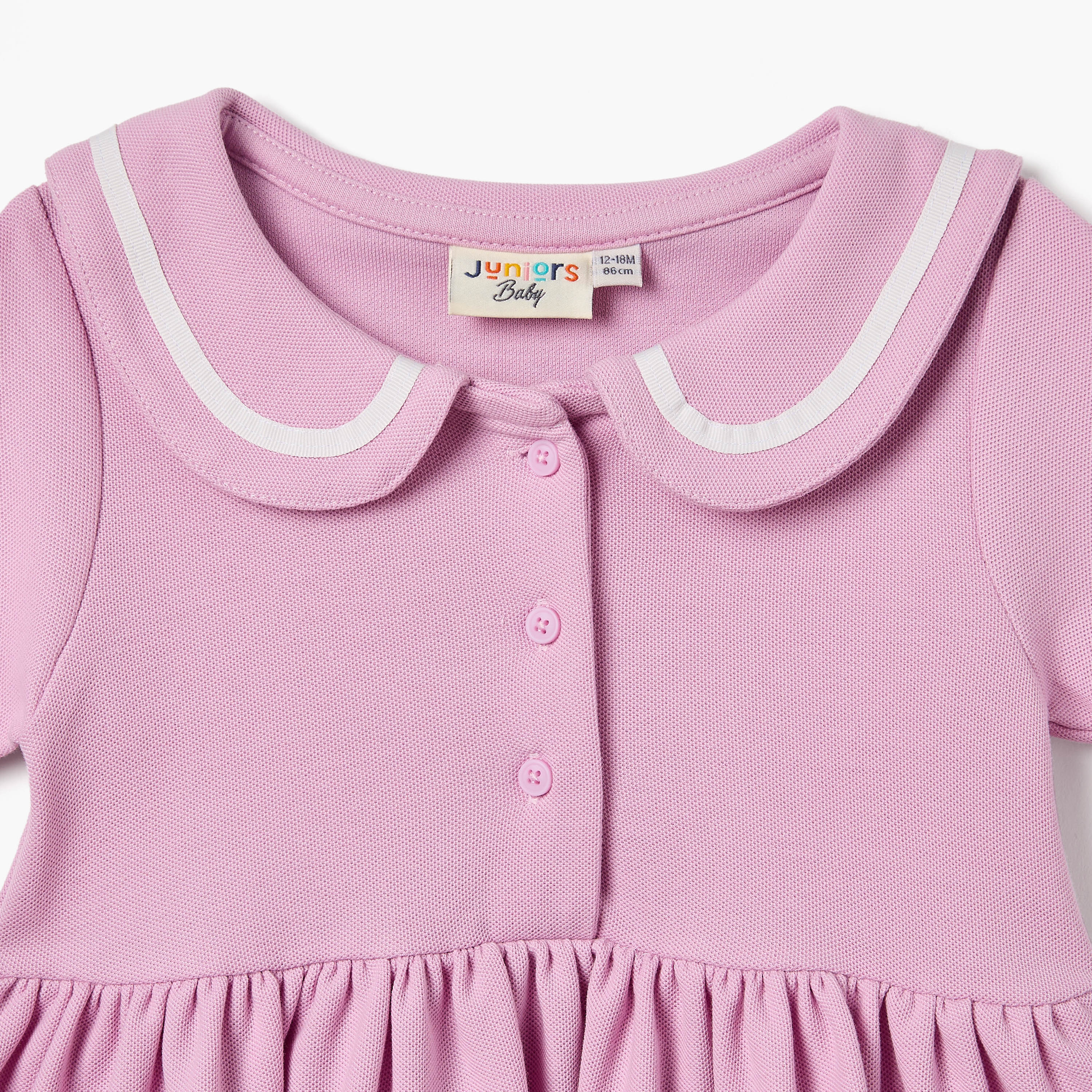 فستان بولو مخطط بأكمام قصيرة وأزرار إغلاق من جونيورز-baby-girls-clothing-dressesandjumpsuits-image-3