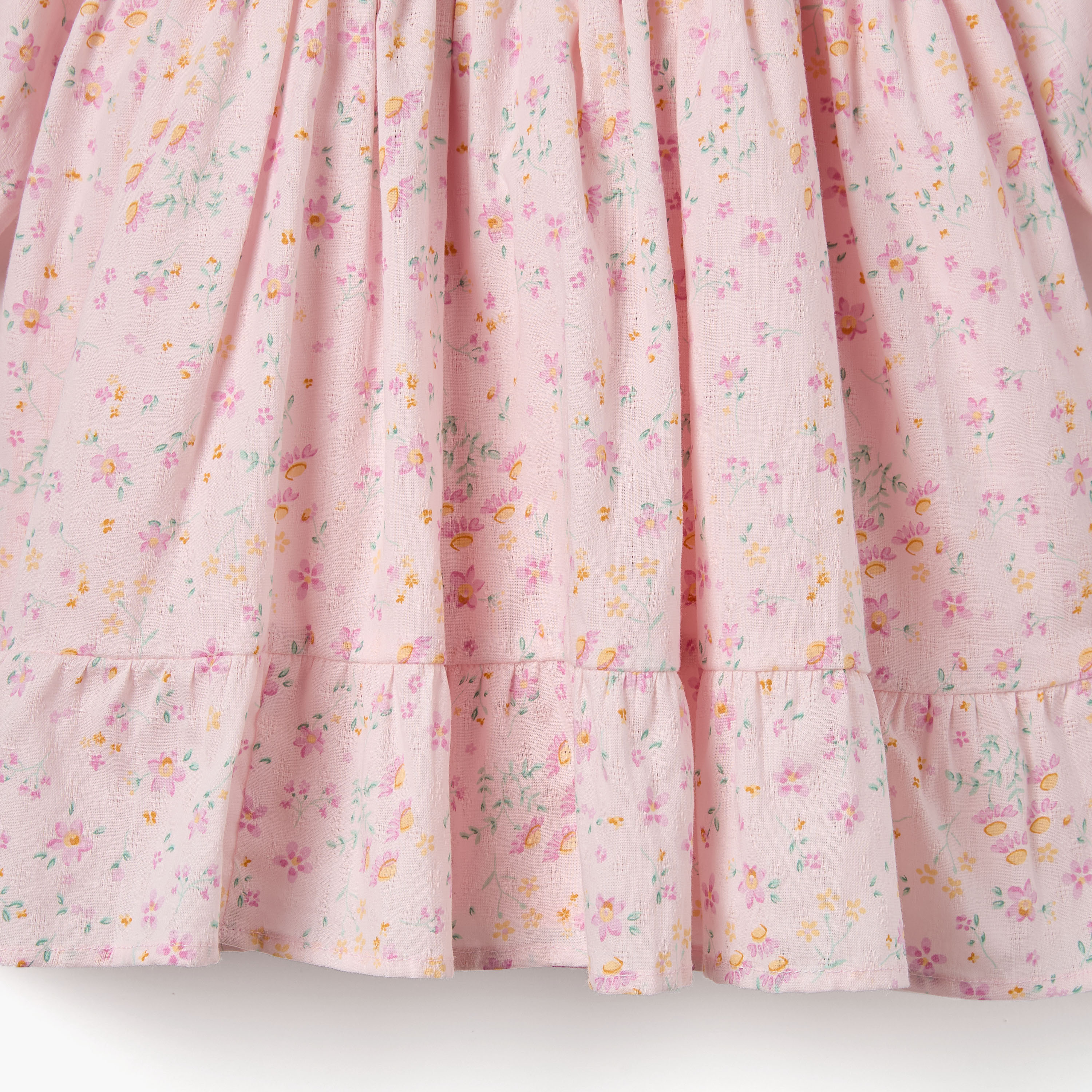 Juniors Floral Print A-line Dress with Square Neck and Long Sleeves-baby-girls-clothing-dressesandjumpsuits-image-6