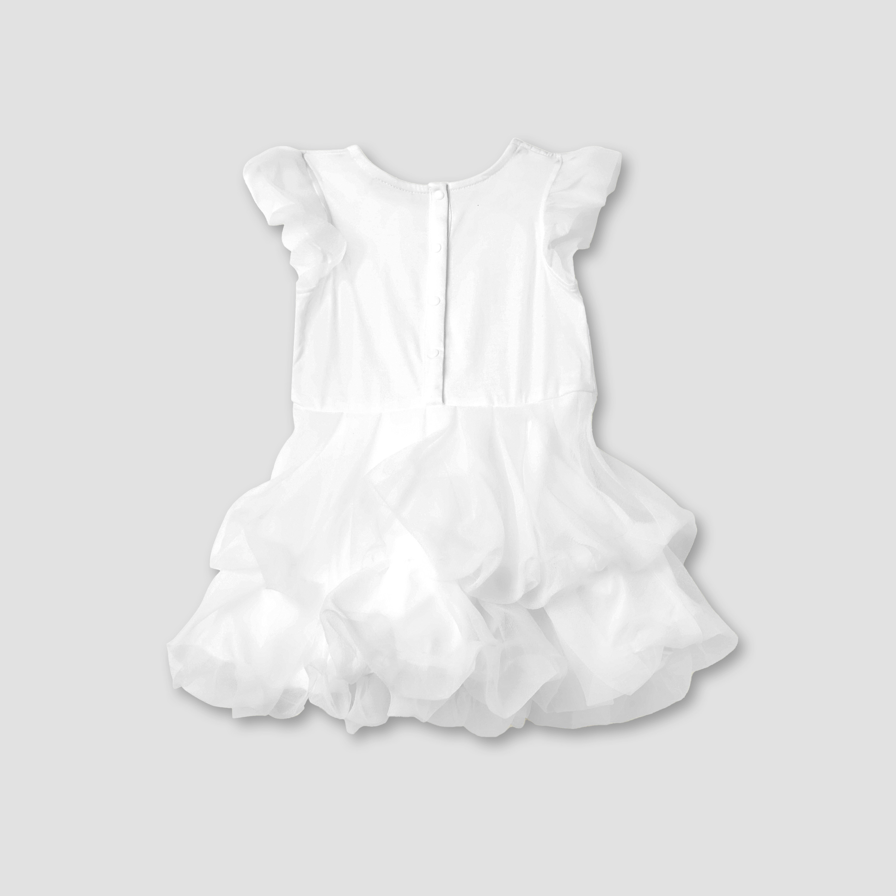 Juniors Solid Round Neck Dress with Short Sleeves and Ruffle Detail-baby-girls-clothing-dressesandjumpsuits-image-2
