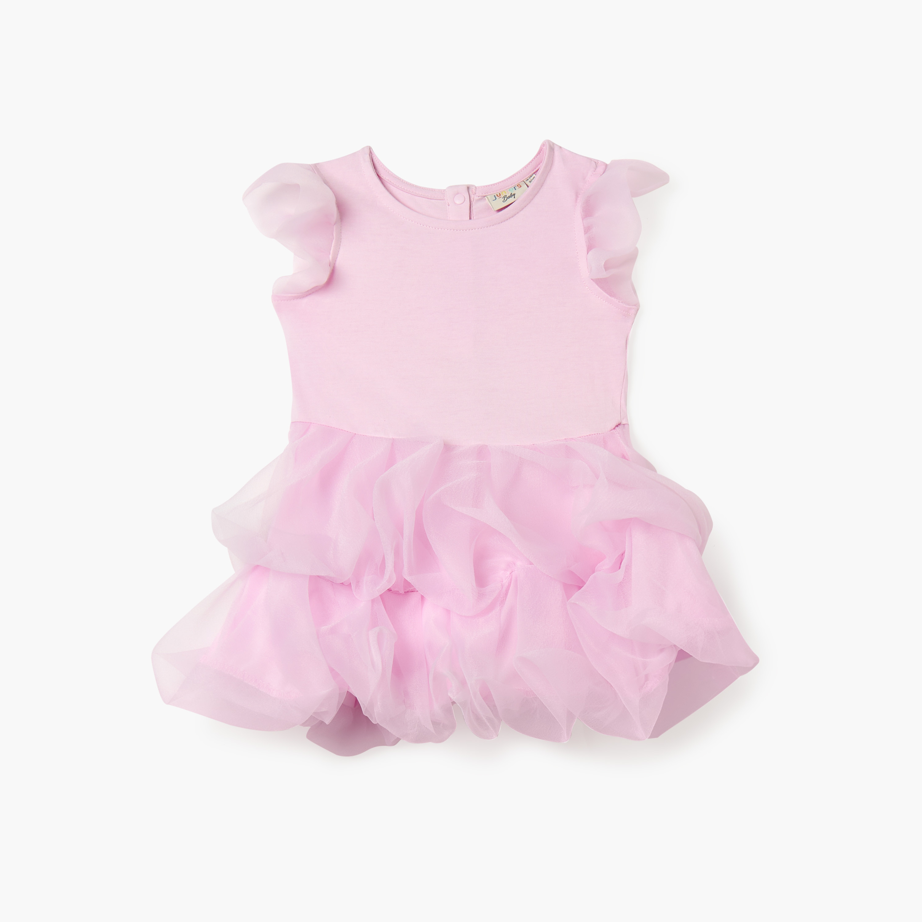 Juniors Solid Sleeveless Dress with Ruffle Detail-baby-girls-clothing-dressesandjumpsuits-image-1