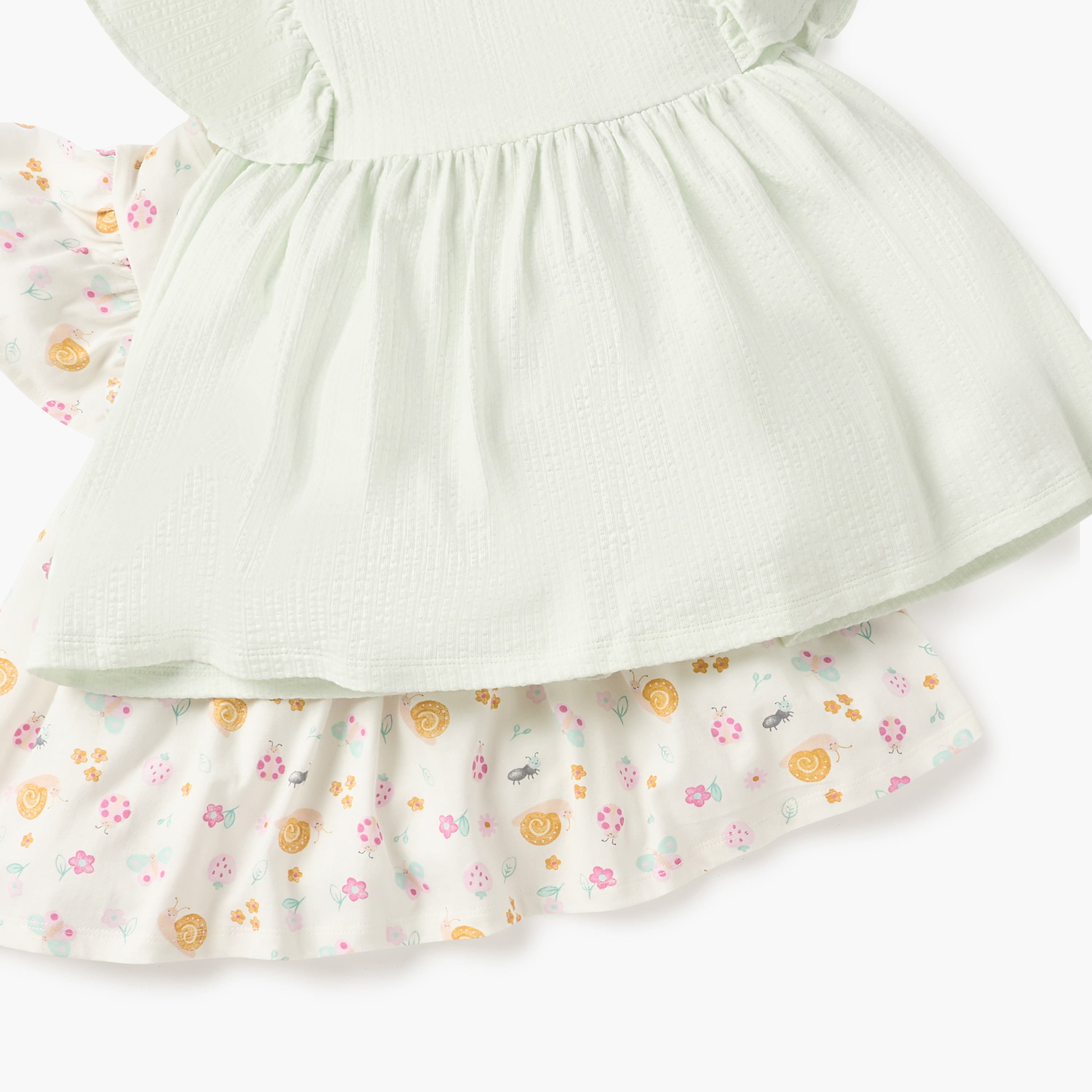 فساتين إيه لاين بطبعات وياقة V وأكمام قصيرة من جونيورز - طقم من قطعتين-baby-girls-clothing-dressesandjumpsuits-image-5