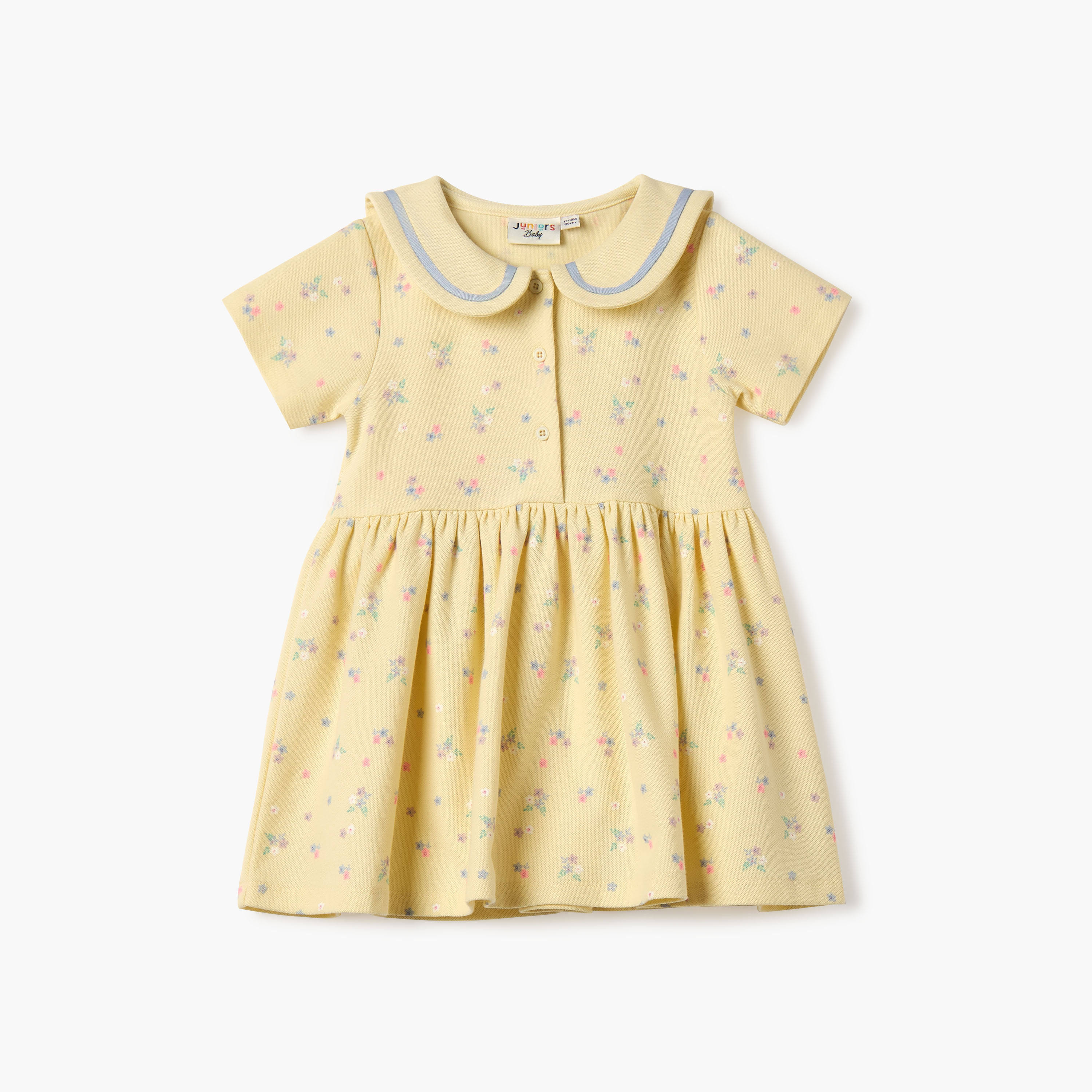 فستان بياقة بيتر بان وأكمام قصيرة وطبعات زهرية من جونيورز-baby-girls-clothing-dressesandjumpsuits-image-1