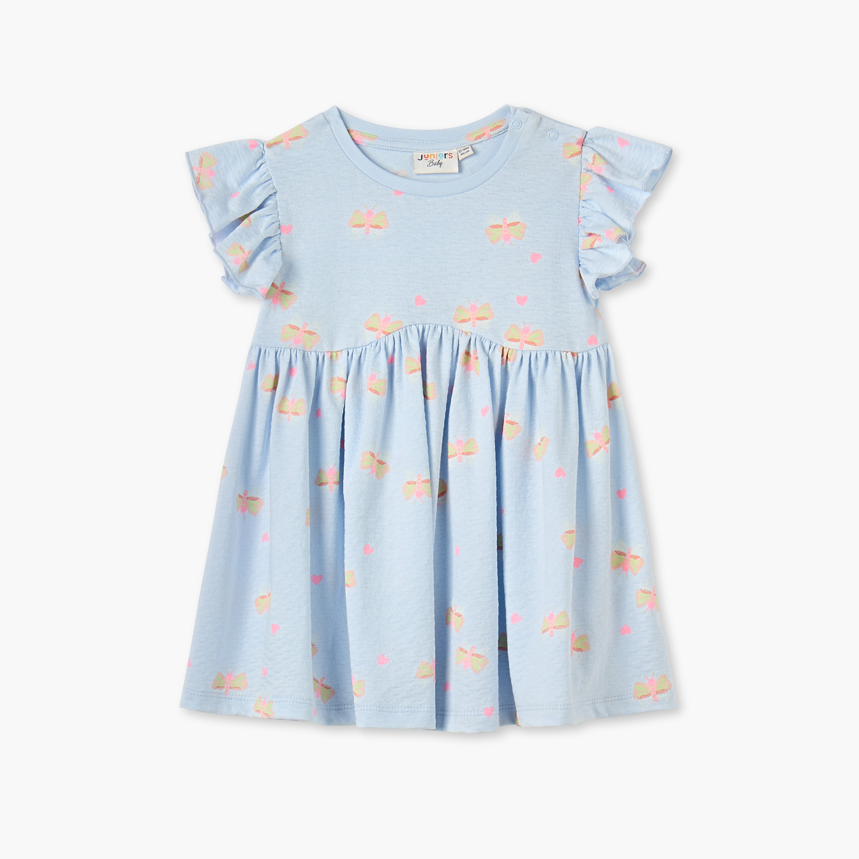 فستان إيه لاين بياقة مستديرة وأكمام واسعة وطبعات فراشة من جونيورز-baby-girls-clothing-dressesandjumpsuits-image-1