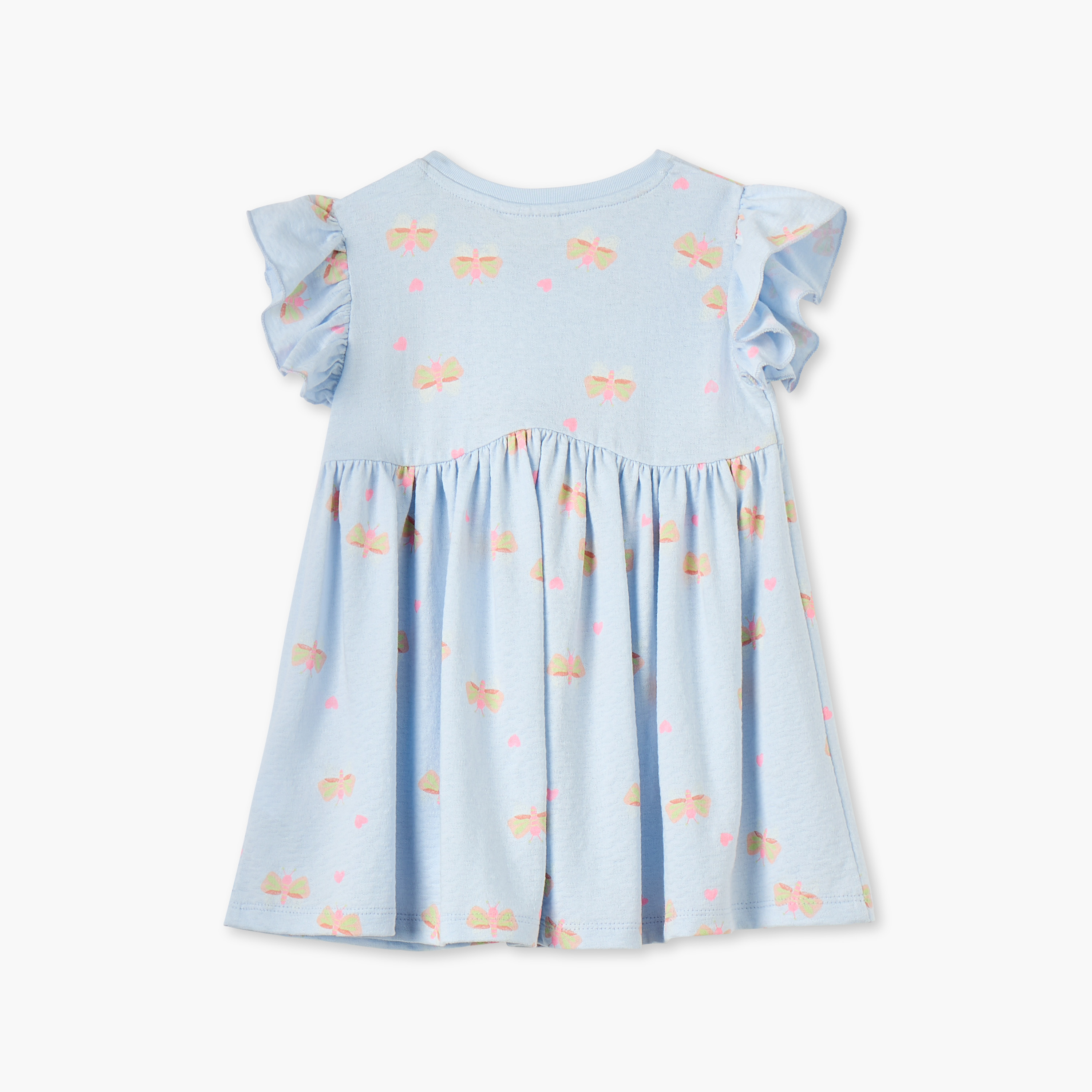 فستان إيه لاين بياقة مستديرة وأكمام واسعة وطبعات فراشة من جونيورز-baby-girls-clothing-dressesandjumpsuits-image-2