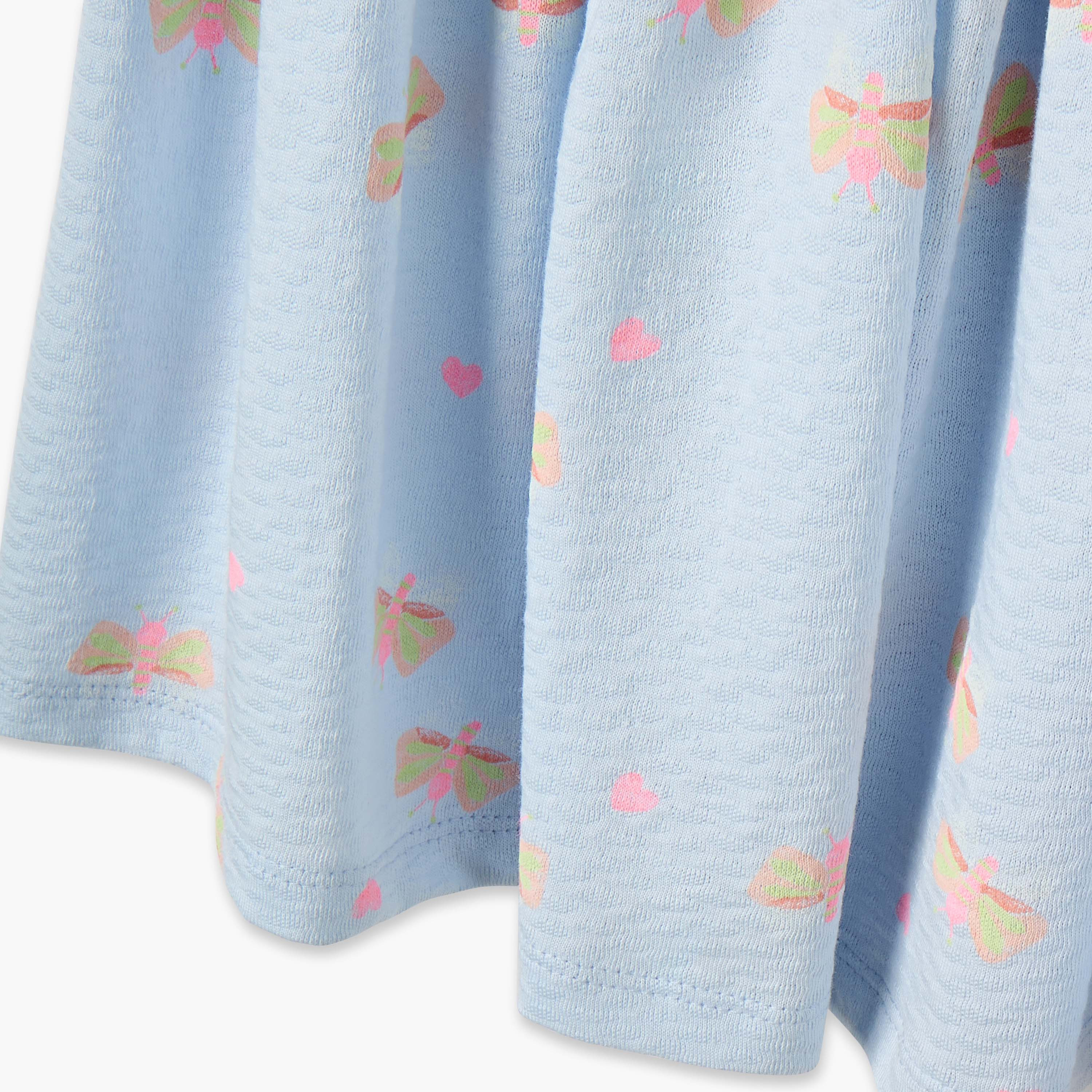 فستان إيه لاين بياقة مستديرة وأكمام واسعة وطبعات فراشة من جونيورز-baby-girls-clothing-dressesandjumpsuits-image-4