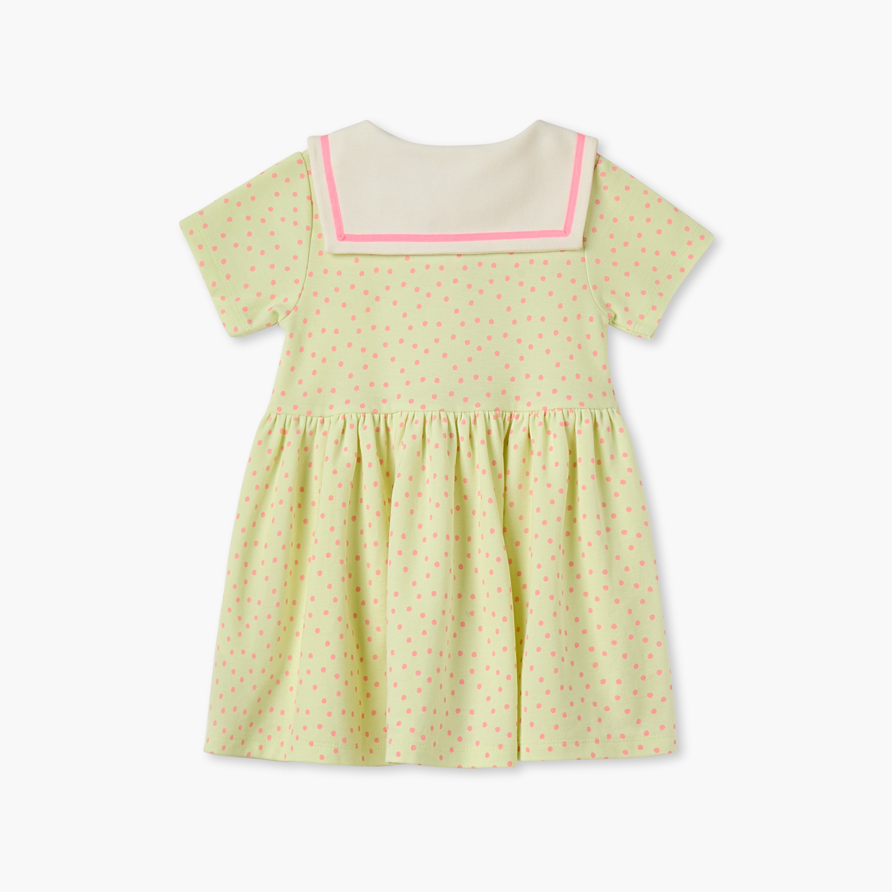 Juniors Polka Dot Print A-line Dress with Sailor Collar and Short Sleeves-baby-girls-clothing-dressesandjumpsuits-image-2