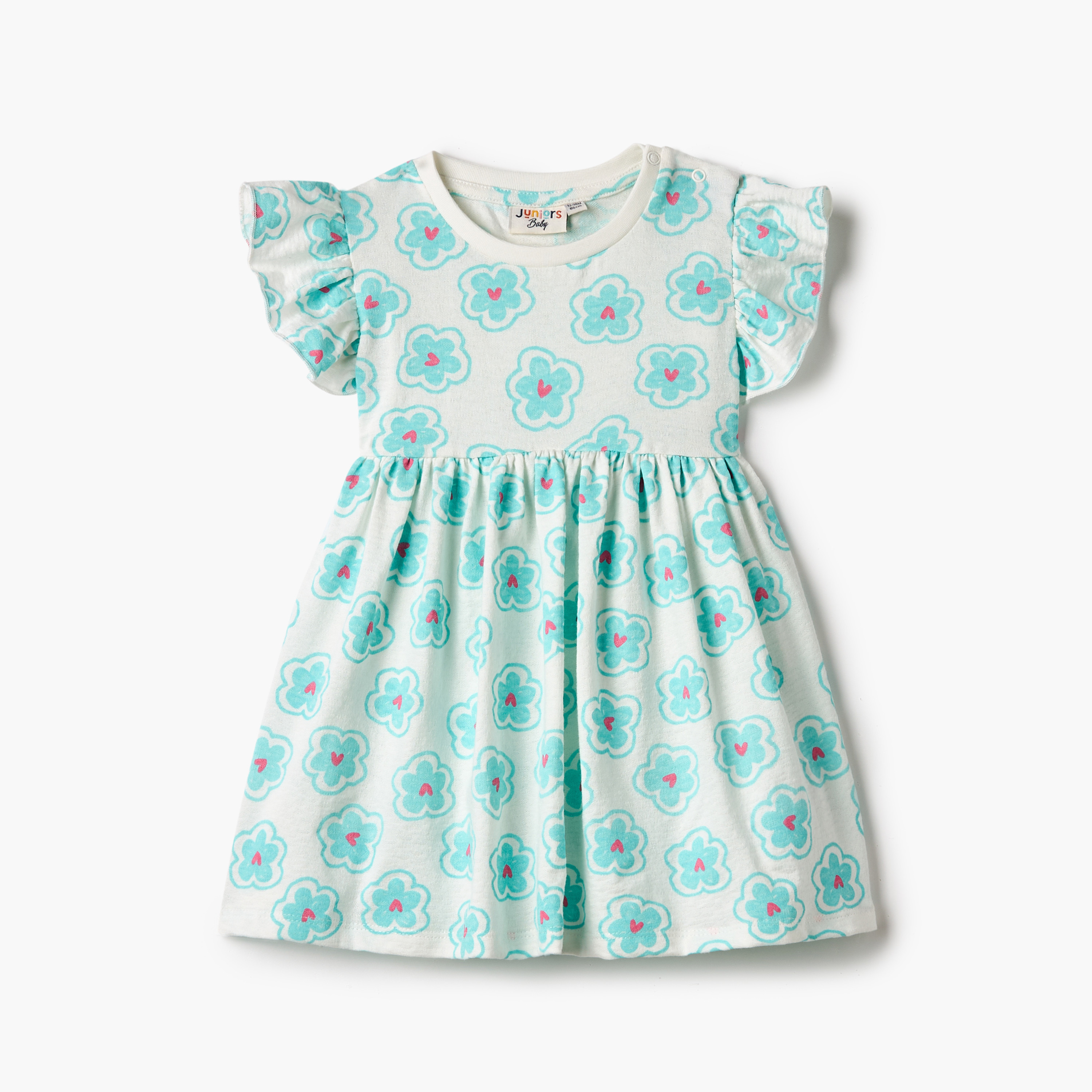 فستان بياقة مستديرة وأكمام واسعة وقصة إيه لاين وطبعات من جونيورز-baby-girls-clothing-dressesandjumpsuits-image-1