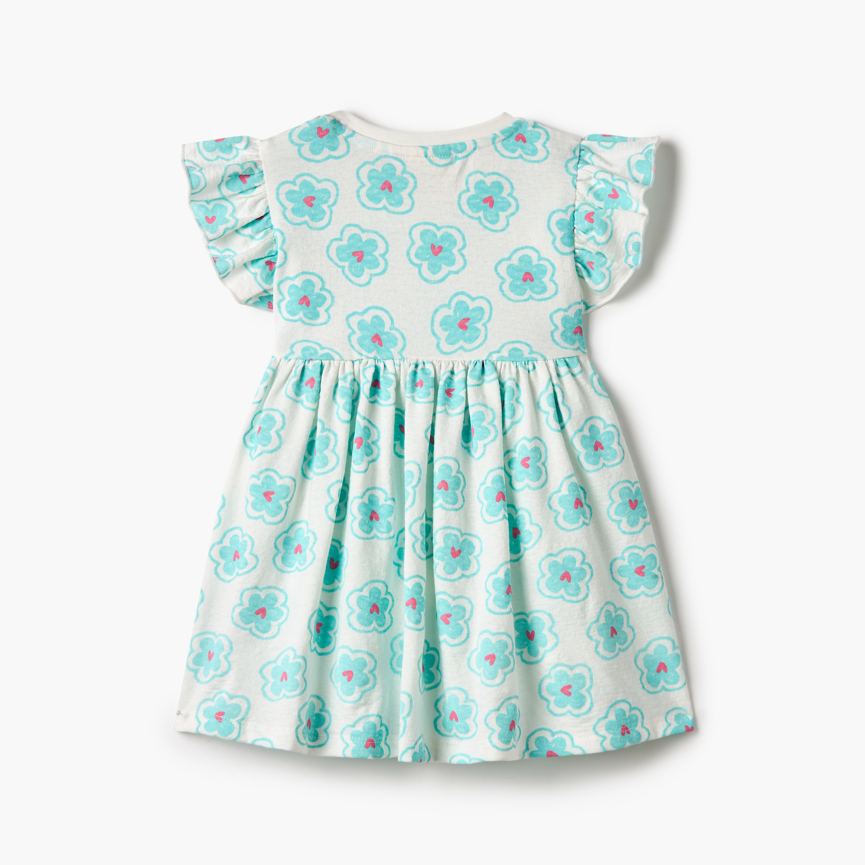 فستان بياقة مستديرة وأكمام واسعة وقصة إيه لاين وطبعات من جونيورز-baby-girls-clothing-dressesandjumpsuits-image-2