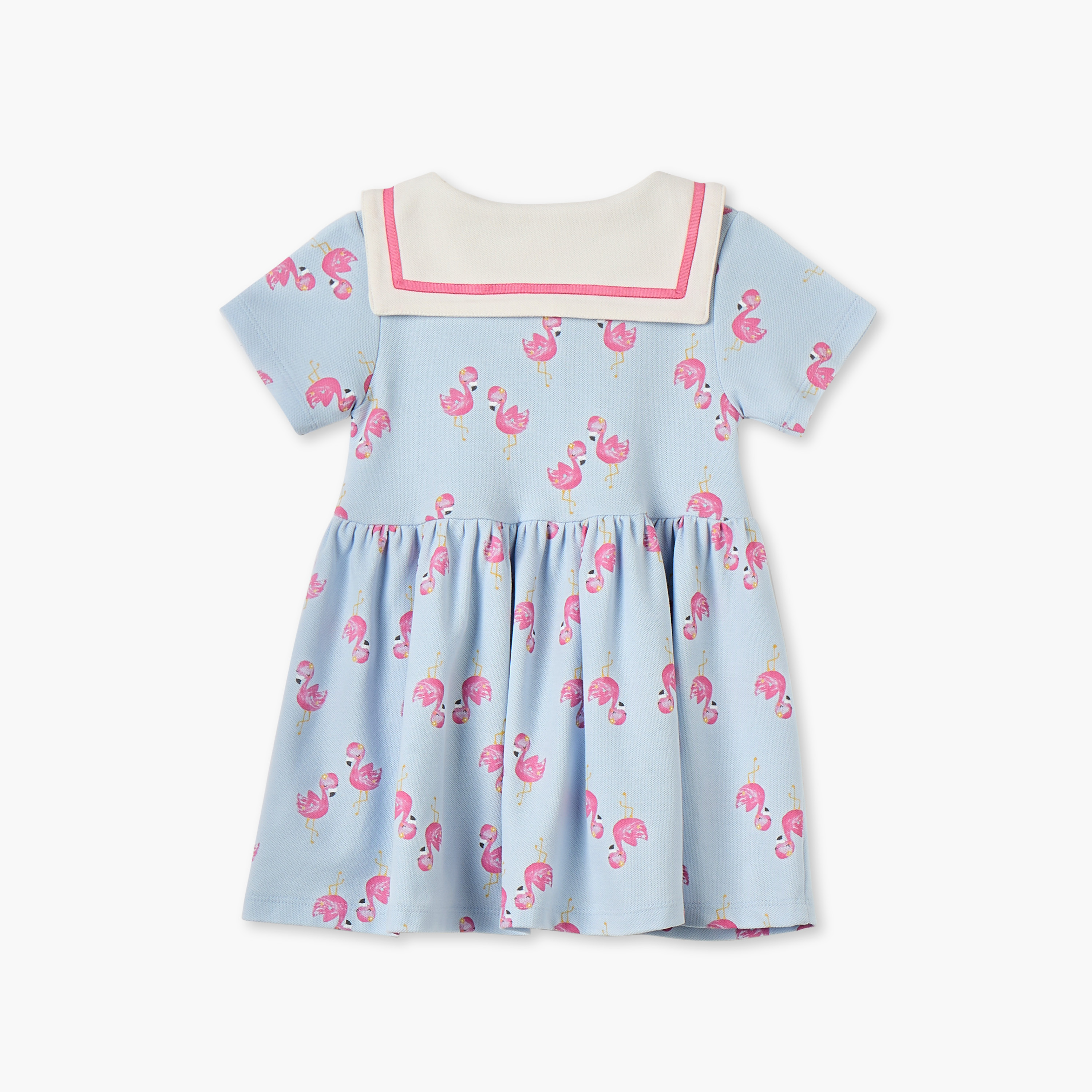 فستان إيه لاين بياقة بحار وأكمام قصيرة وطبعات فلامنجو من جونيورز-baby-girls-clothing-dressesandjumpsuits-image-2