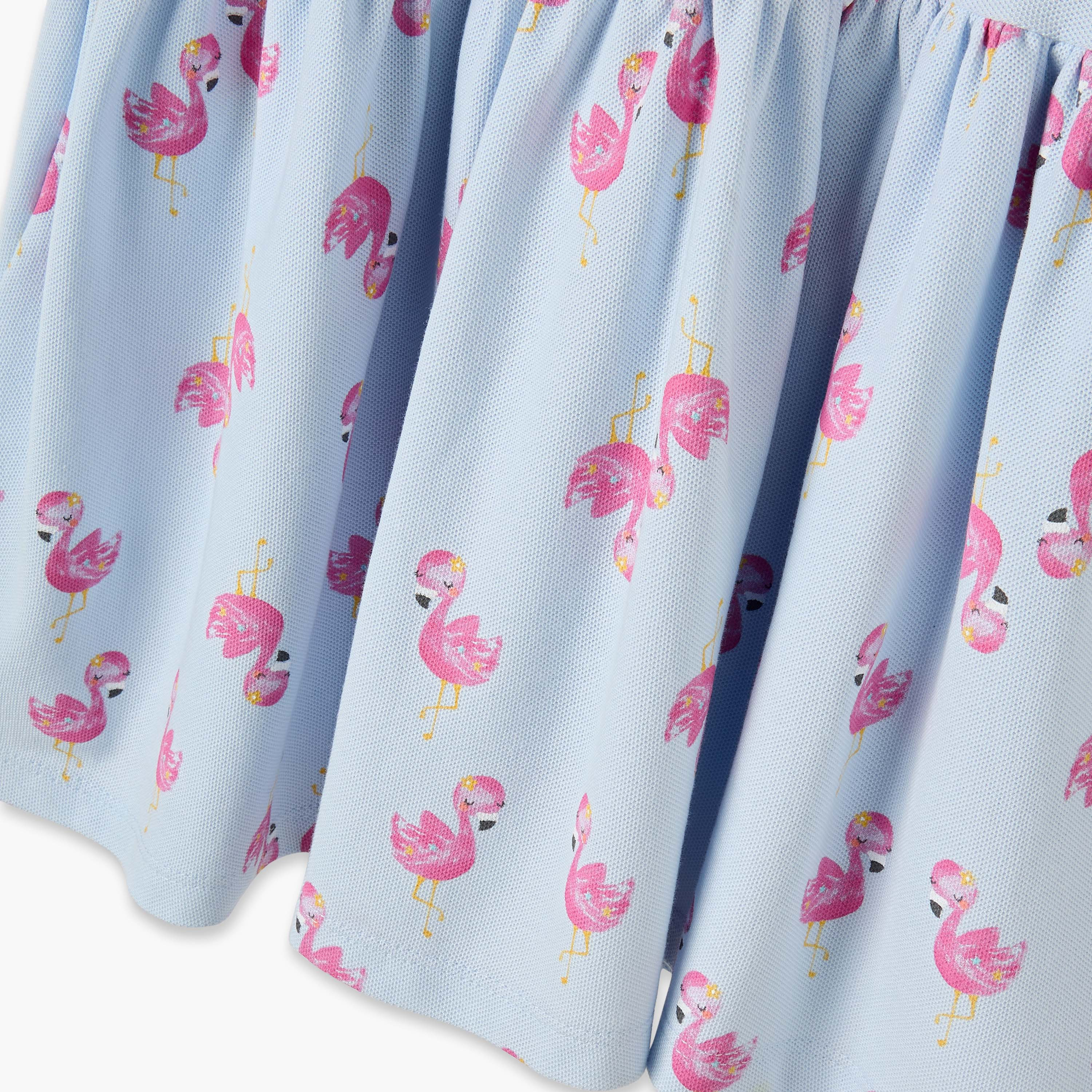 فستان إيه لاين بياقة بحار وأكمام قصيرة وطبعات فلامنجو من جونيورز-baby-girls-clothing-dressesandjumpsuits-image-4