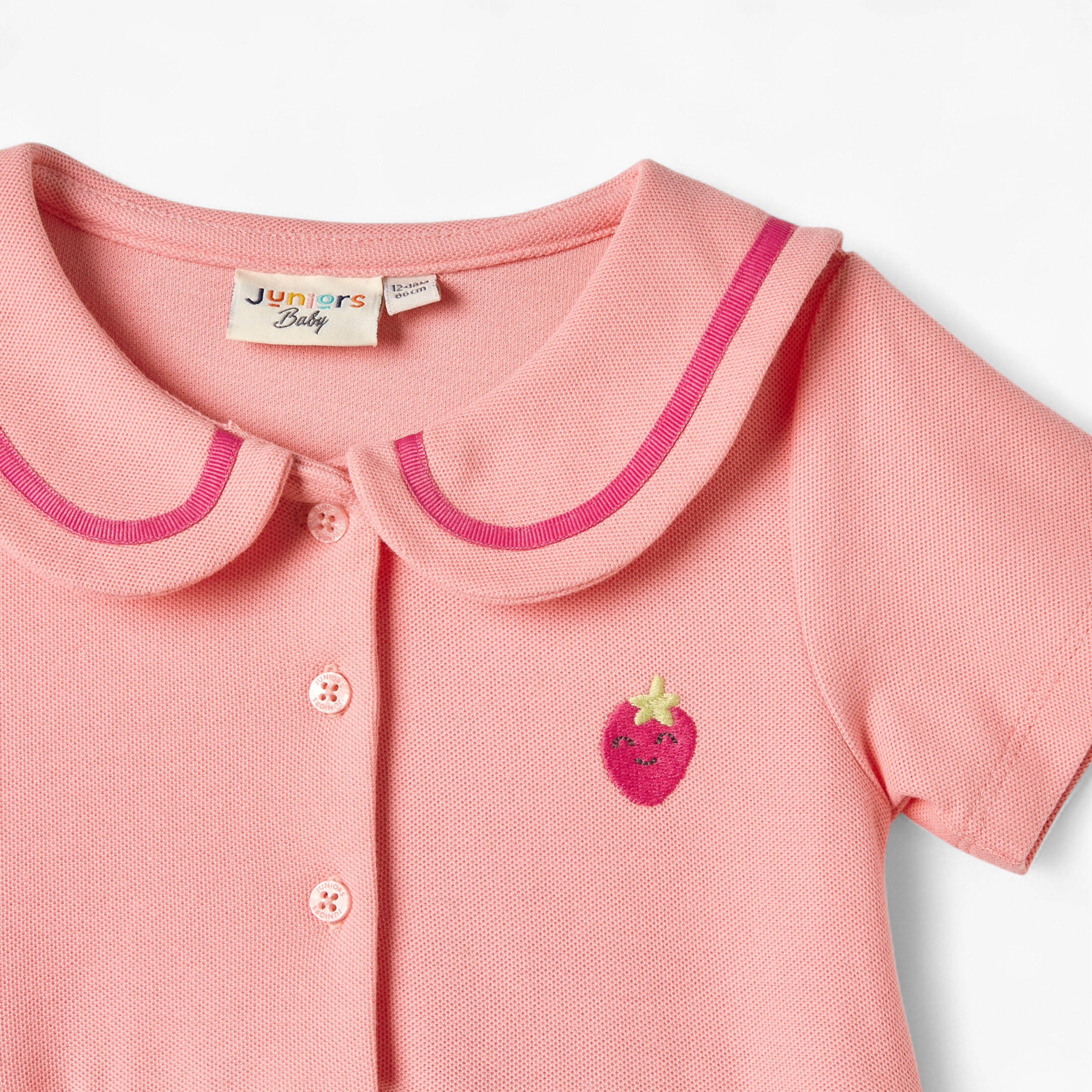 Juniors Embroidered T-shirt Dress with Button Closure and Short Sleeves-baby-girls-clothing-dressesandjumpsuits-image-3