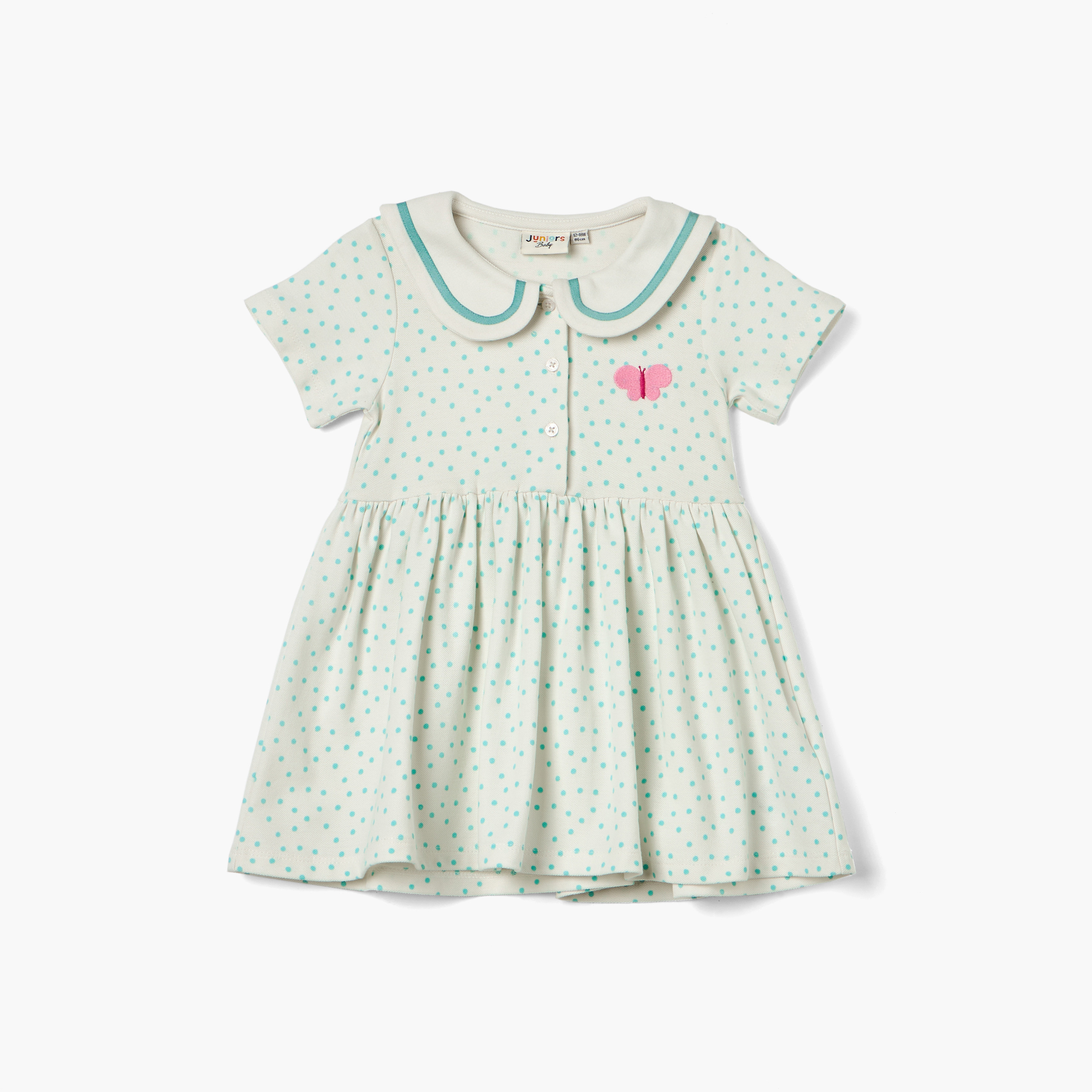 فستان بولو بأكمام قصيرة وطبعات منقطة من جونيورز-baby-girls-clothing-dressesandjumpsuits-image-1