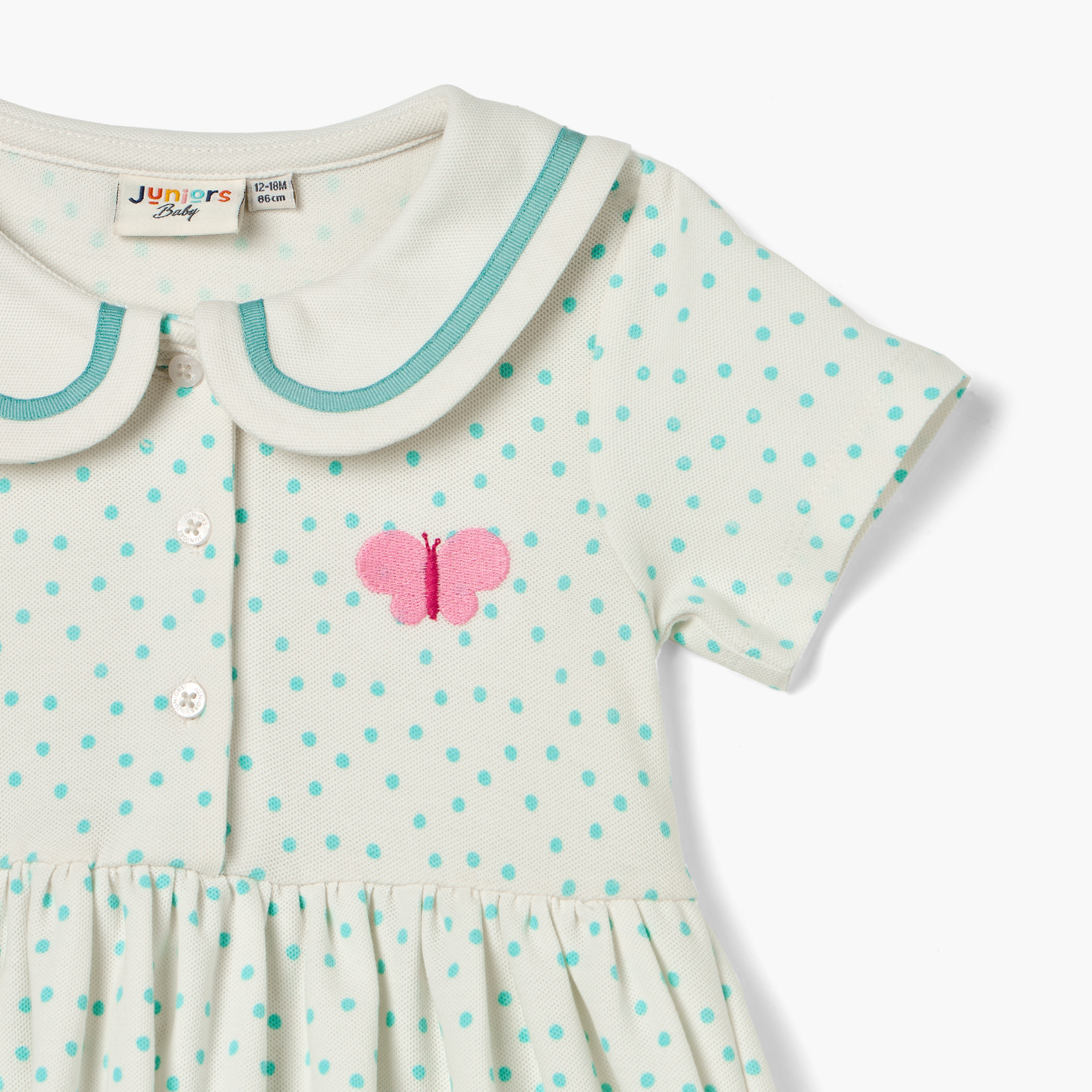 فستان بولو بأكمام قصيرة وطبعات منقطة من جونيورز-baby-girls-clothing-dressesandjumpsuits-image-4