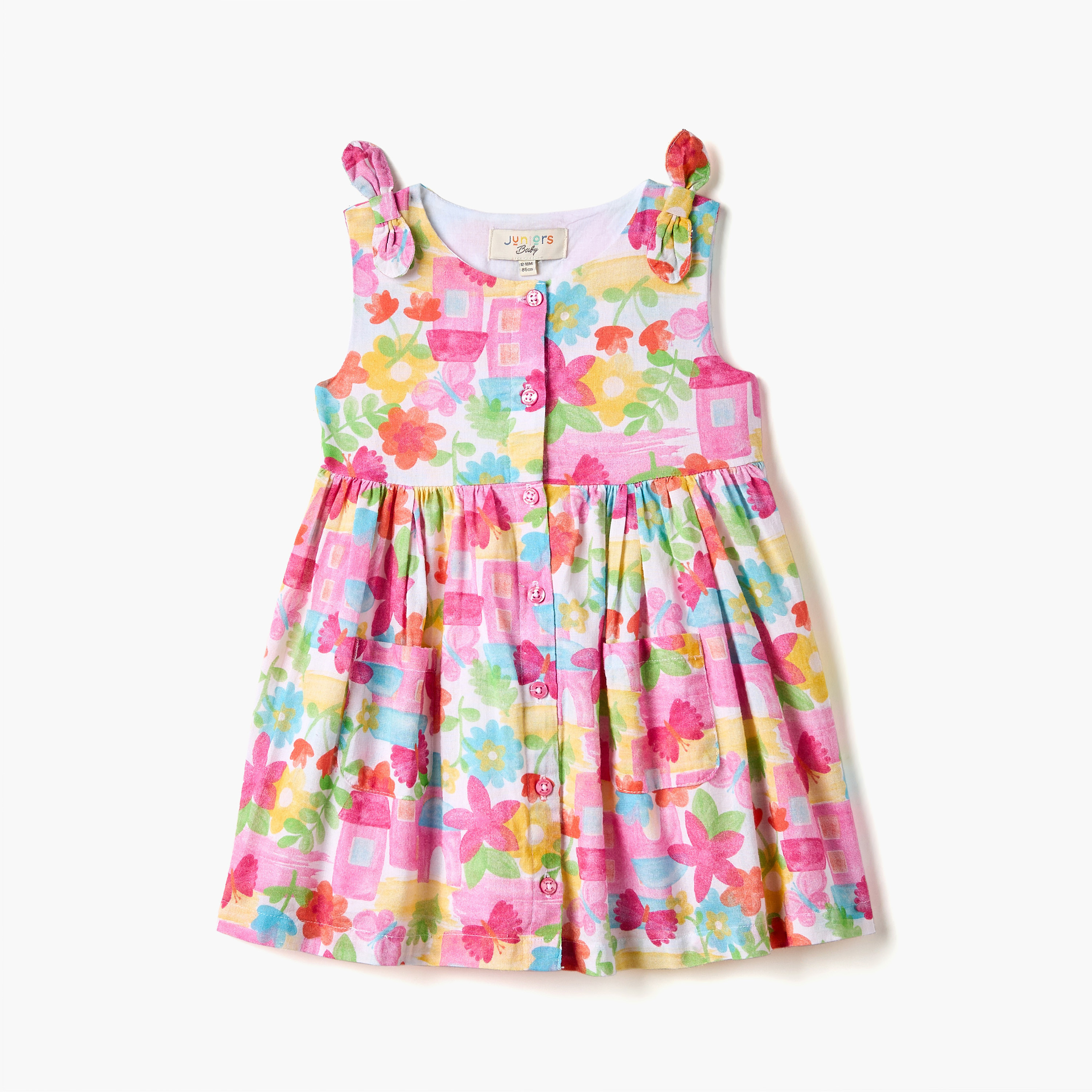 Juniors All-Over Floral Print Sleeveless Dress with Button Closure-baby-girls-clothing-dressesandjumpsuits-image-1