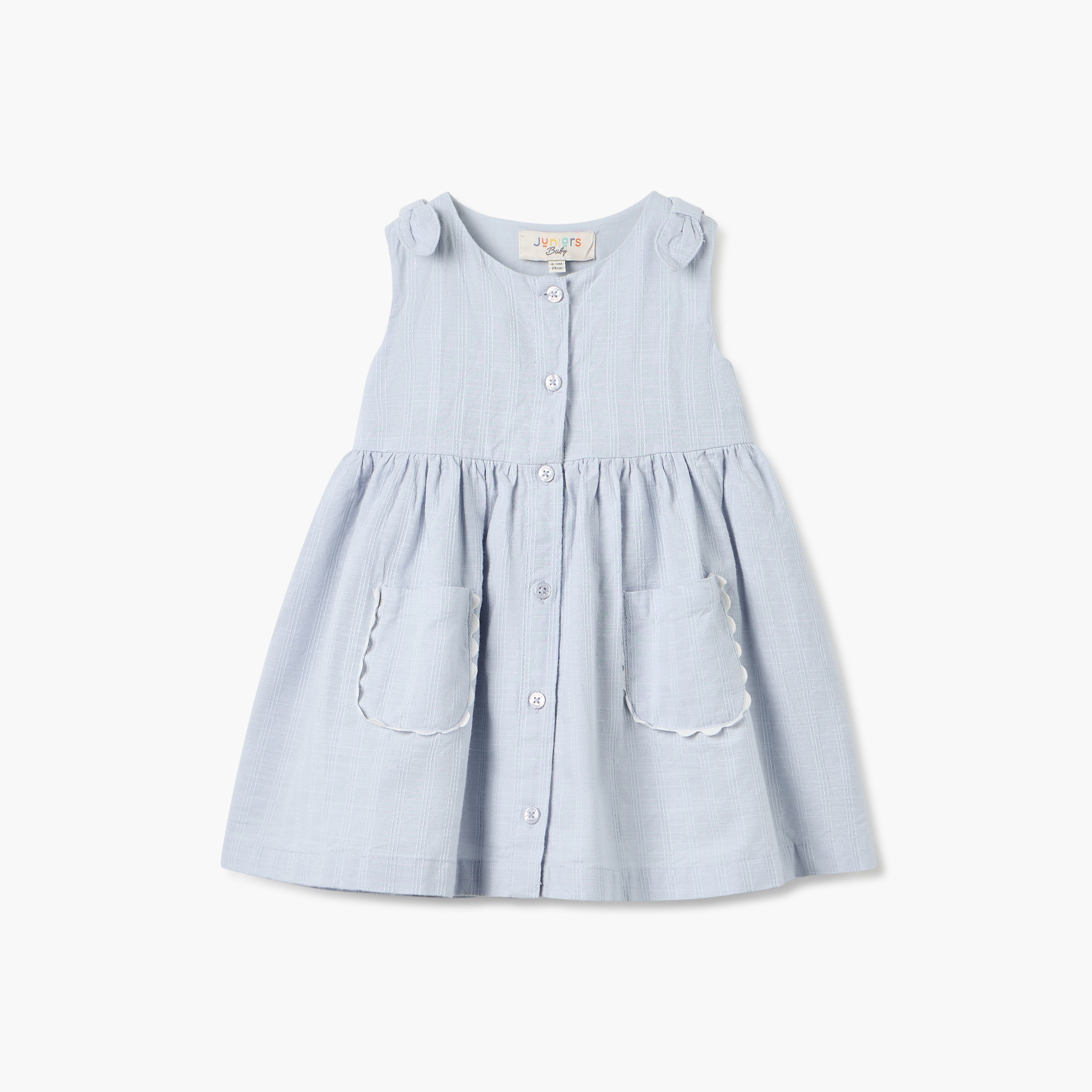 Juniors Checked Sleeveless A-line Dress with Bow Accent-baby-girls-clothing-dressesandjumpsuits-image-1