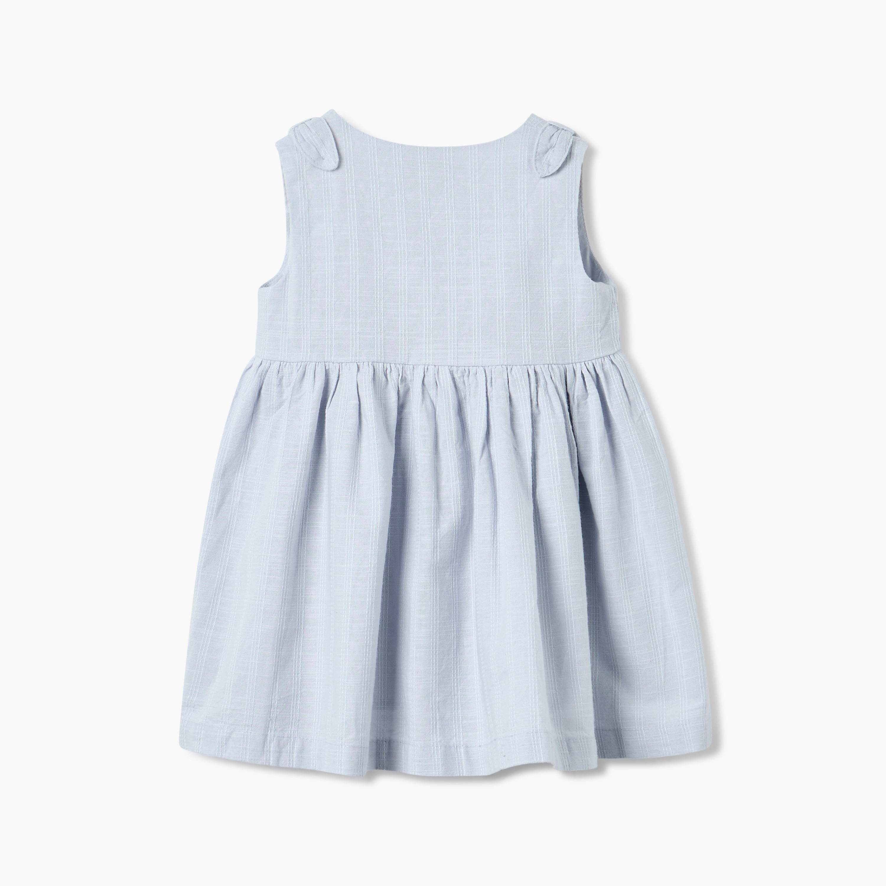 Juniors Checked Sleeveless A-line Dress with Bow Accent-baby-girls-clothing-dressesandjumpsuits-image-2