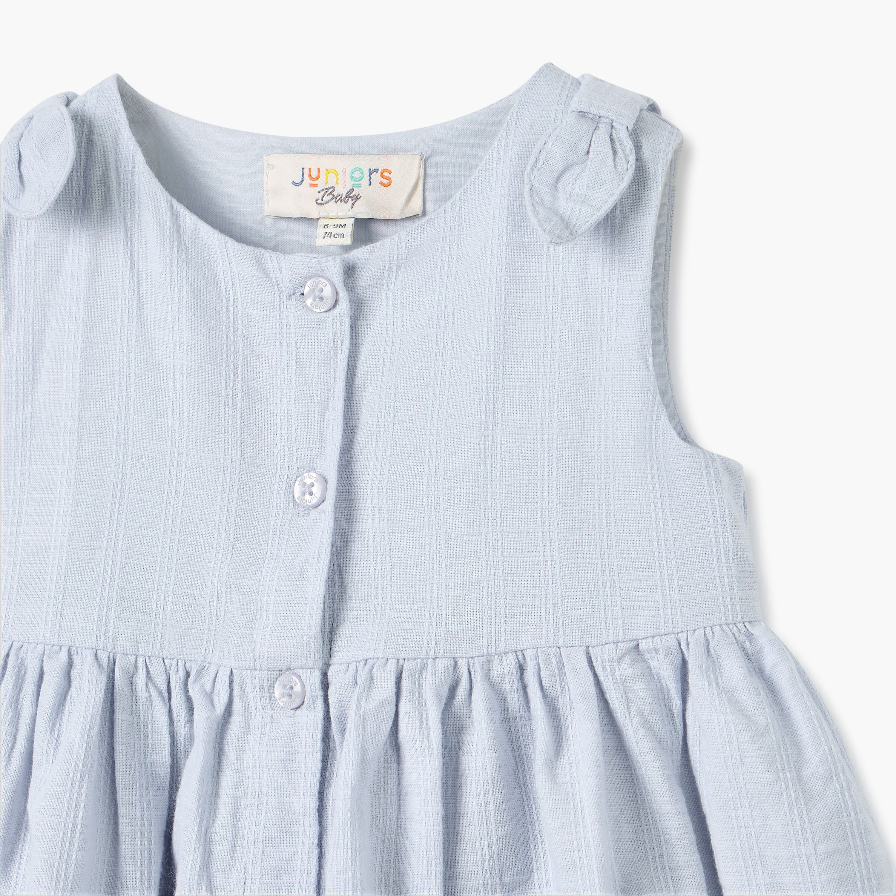 Juniors Checked Sleeveless A-line Dress with Bow Accent-baby-girls-clothing-dressesandjumpsuits-image-3