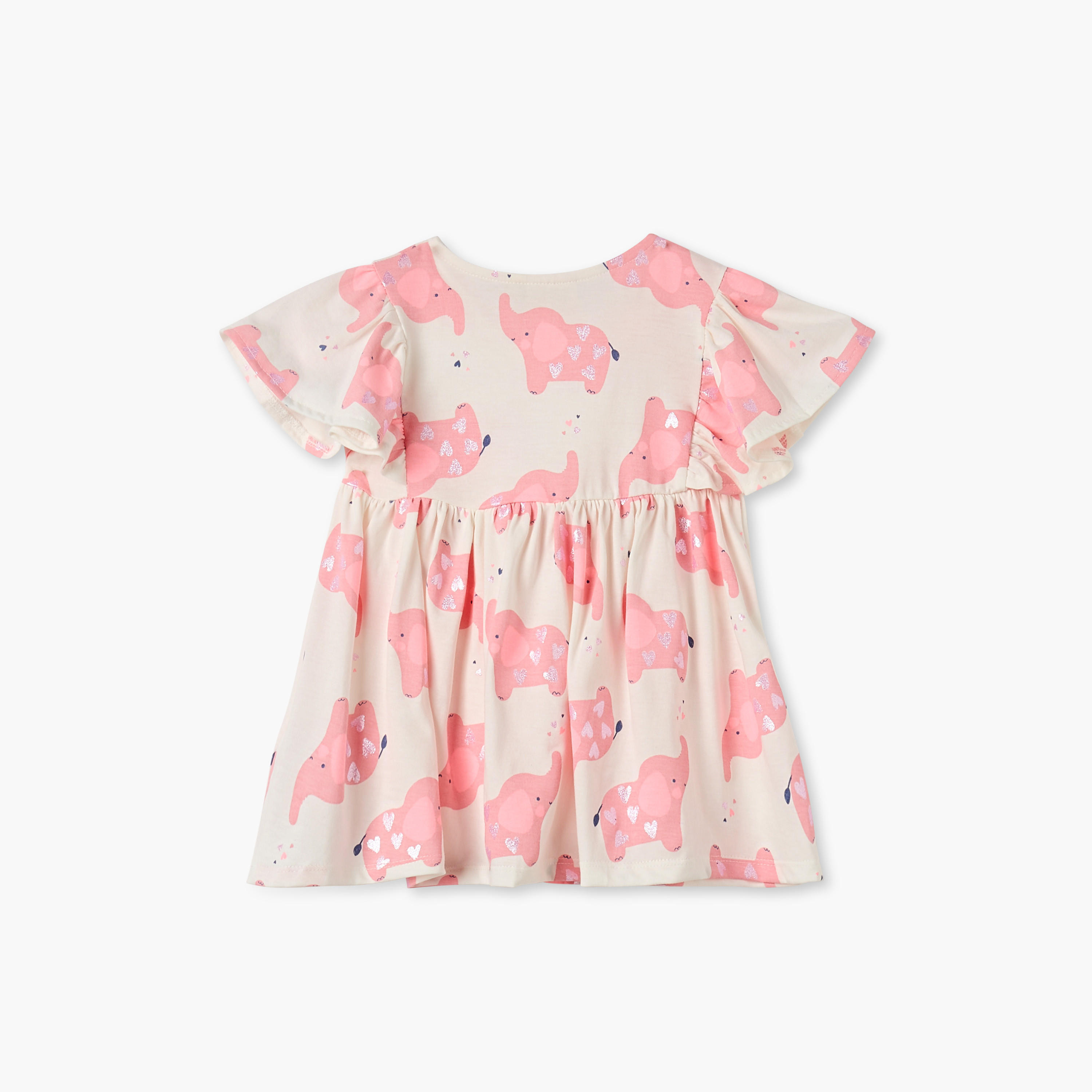 فستان إيه لاين بياقة V وأكمام واسعة وطبعات فيل من جونيورز-baby-girls-clothing-dressesandjumpsuits-image-3