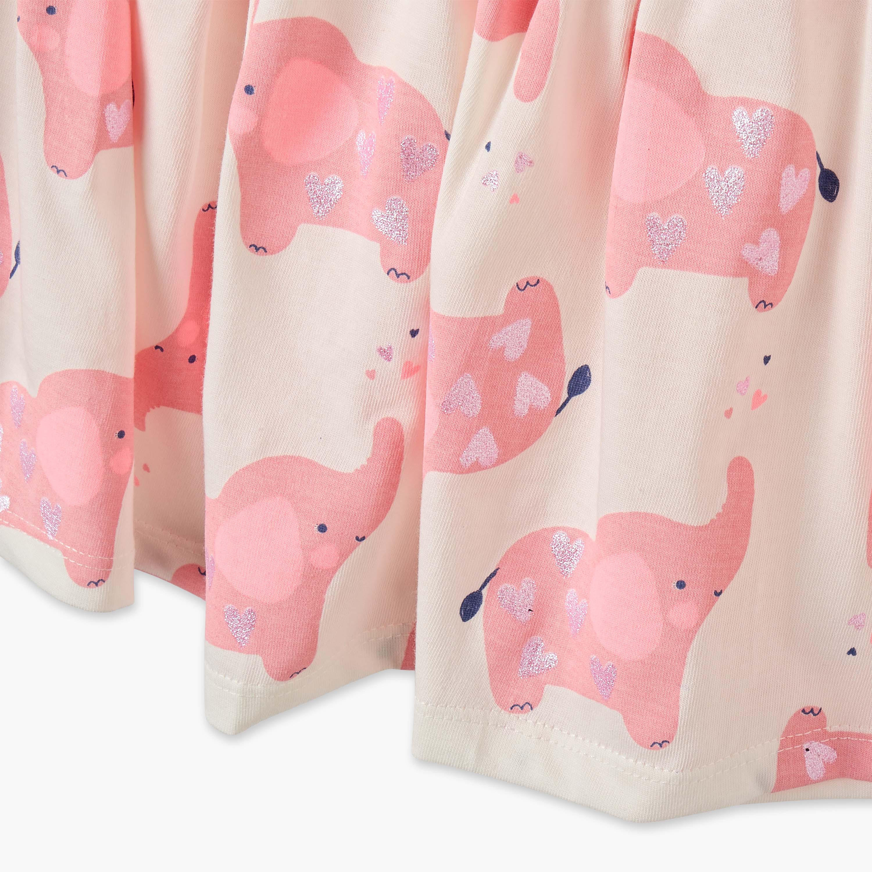 فستان إيه لاين بياقة V وأكمام واسعة وطبعات فيل من جونيورز-baby-girls-clothing-dressesandjumpsuits-image-5