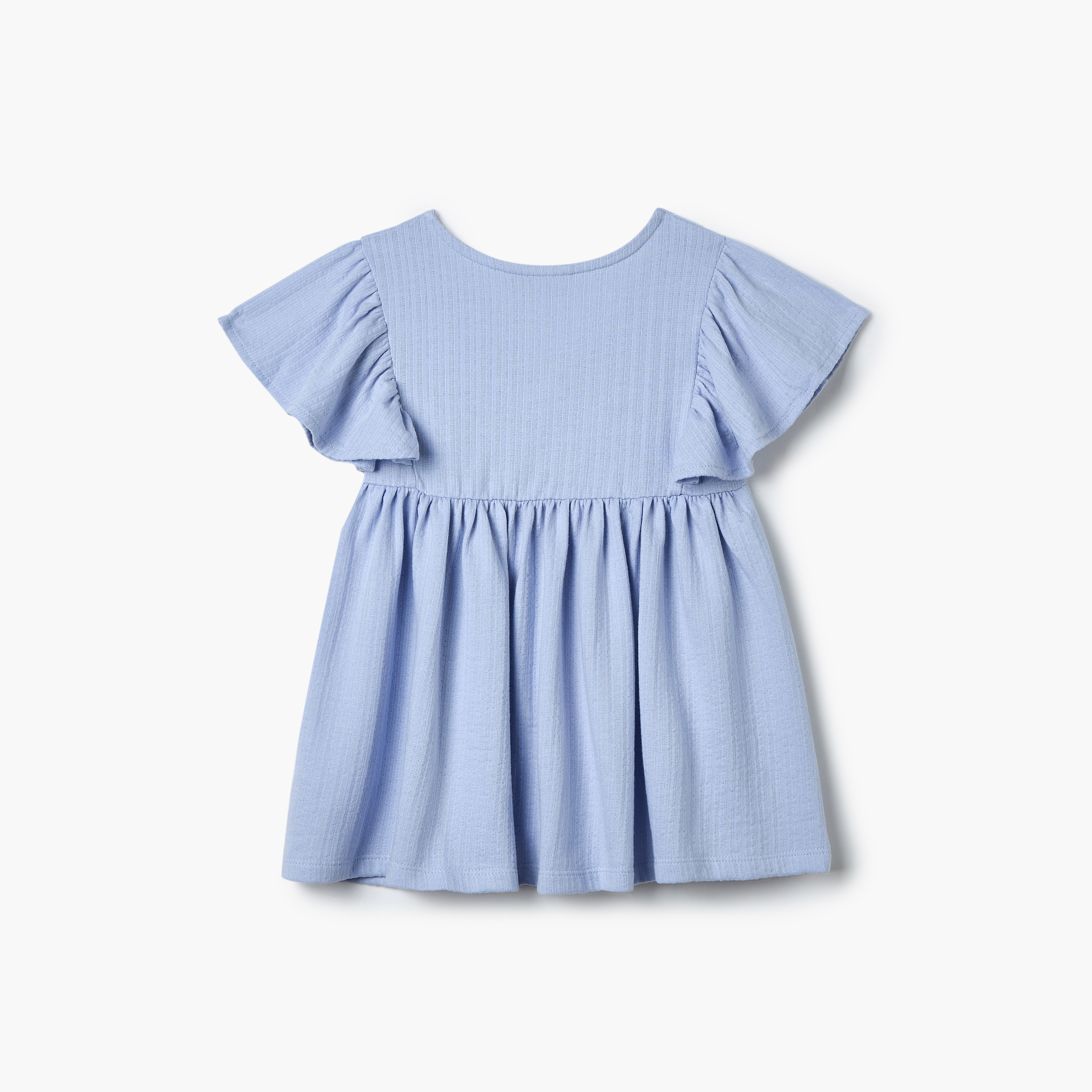 Juniors Ladybug Detail Dress with Flutter Sleeves-baby-girls-clothing-dressesandjumpsuits-image-3