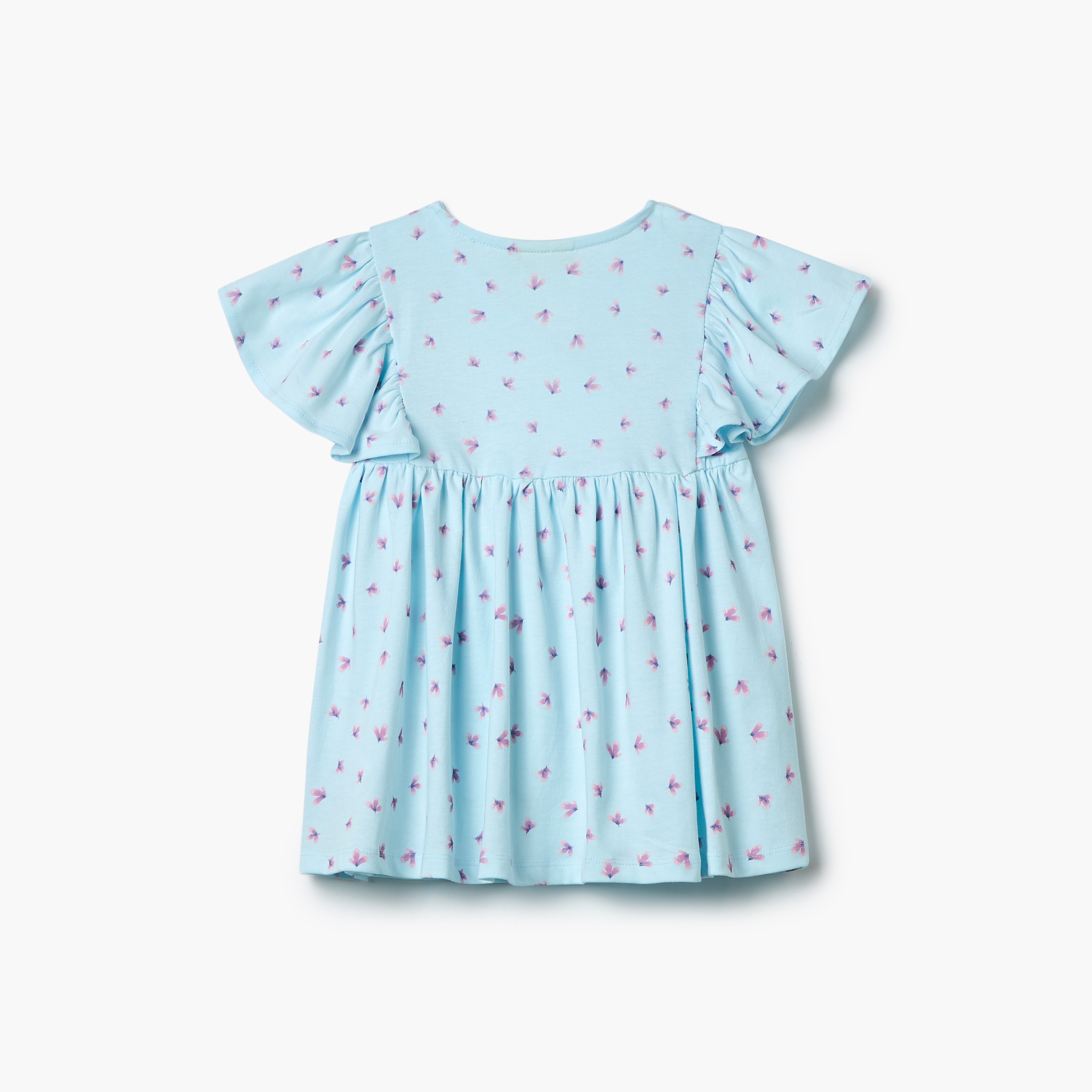 Juniors Floral Print Dress with Ruffle Sleeves-baby-girls-clothing-dressesandjumpsuits-image-3