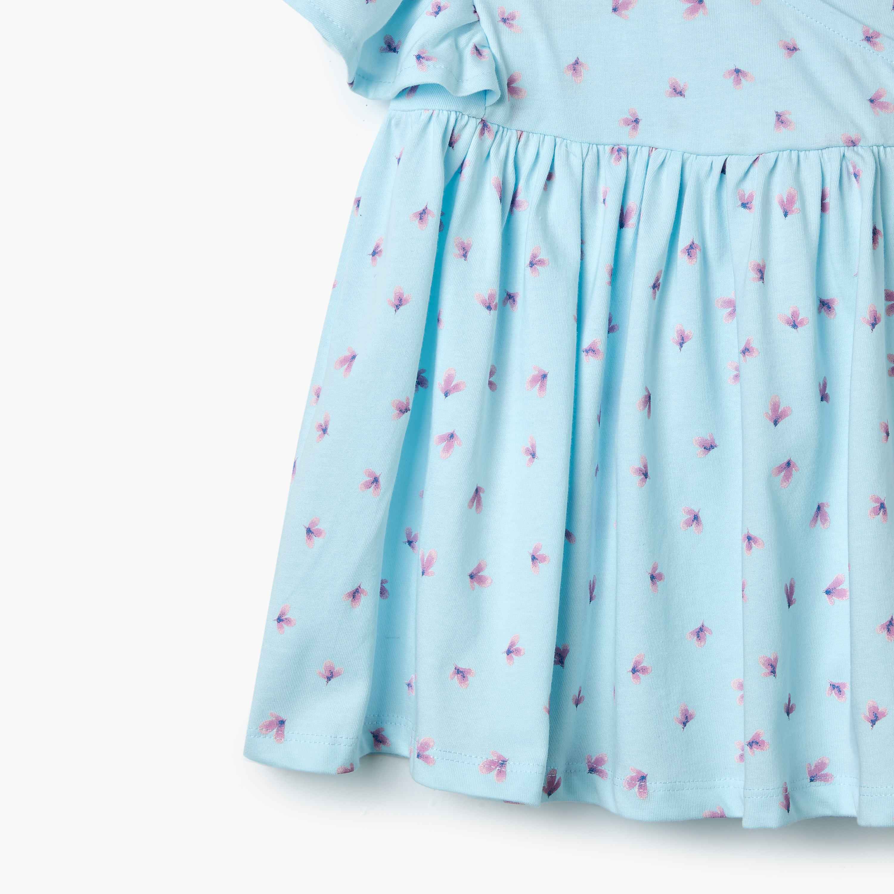 Juniors Floral Print Dress with Ruffle Sleeves-baby-girls-clothing-dressesandjumpsuits-image-5