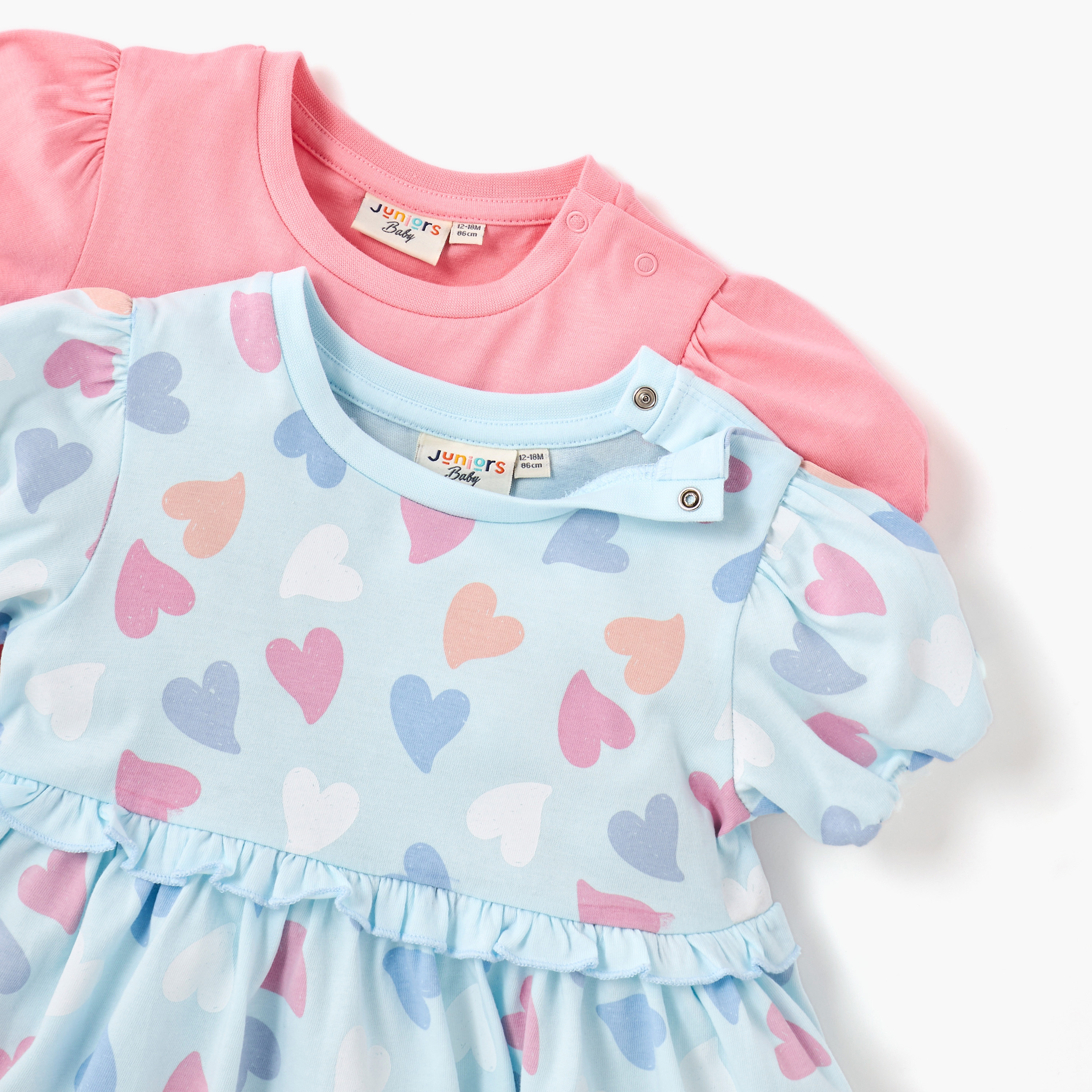 Juniors Printed A-line Dress with Puff Sleeves - Set of 2-baby-girls-clothing-dressesandjumpsuits-image-4
