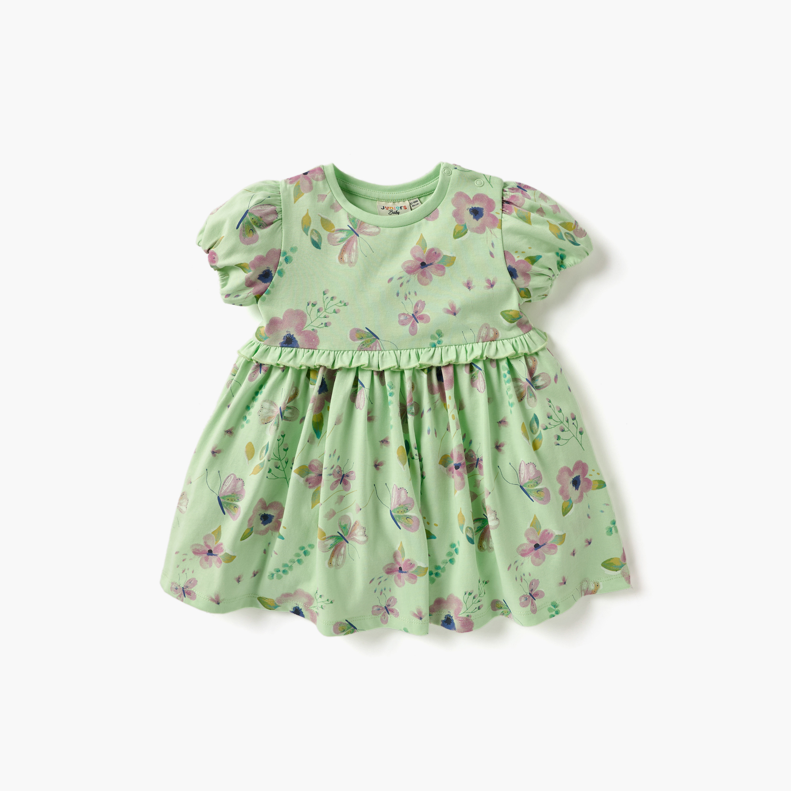 فستان بطبعات أزهار وأكمام قصيرة من جونيورز - طقم من قطعتين-baby-girls-clothing-dressesandjumpsuits-image-2