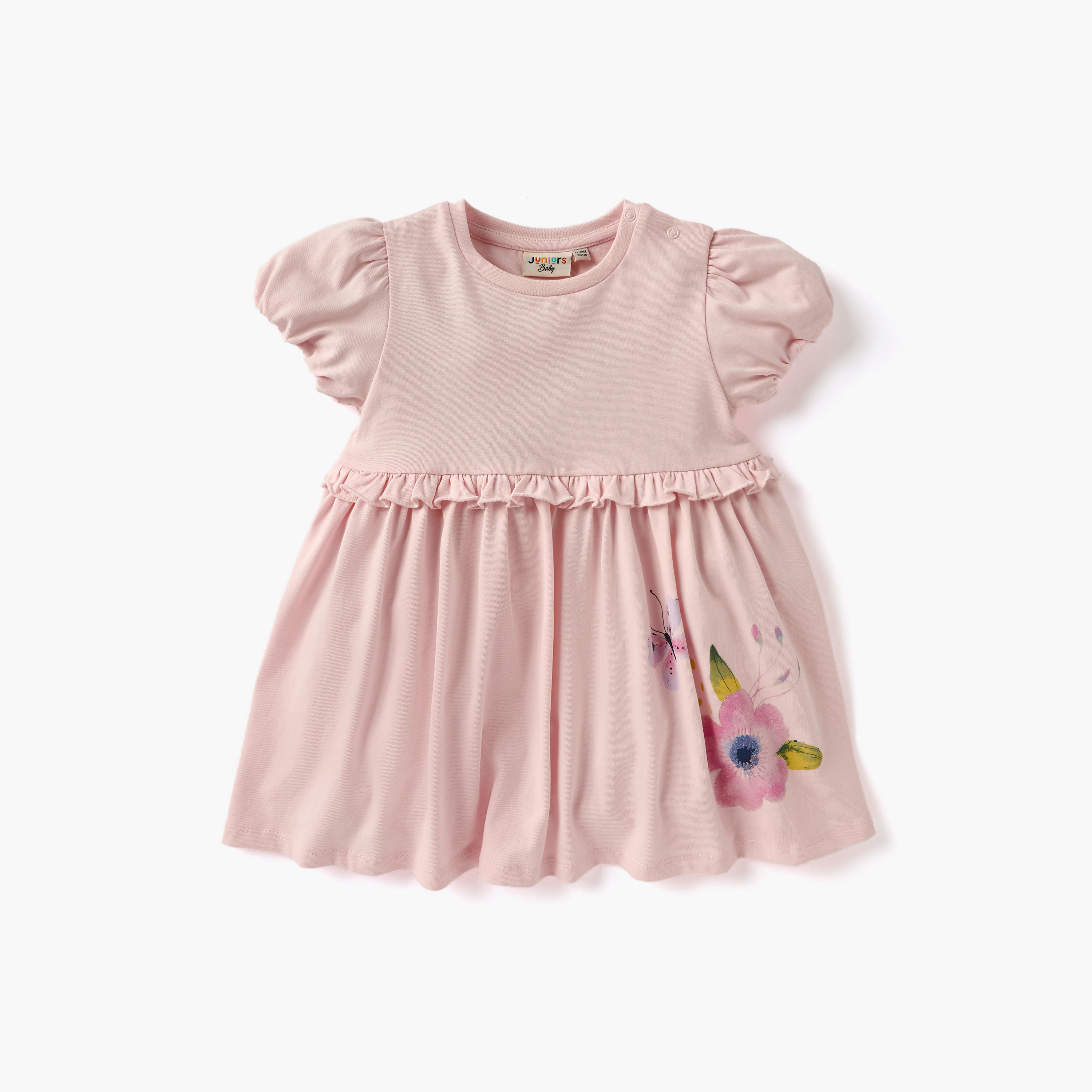 فستان بطبعات أزهار وأكمام قصيرة من جونيورز - طقم من قطعتين-baby-girls-clothing-dressesandjumpsuits-image-3