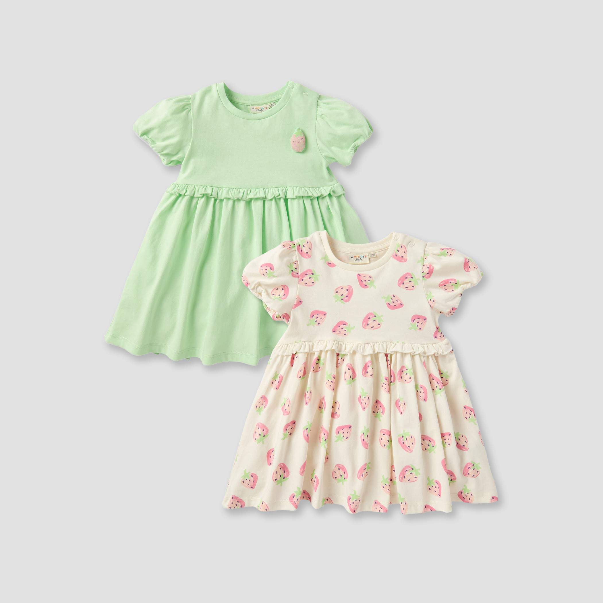Juniors Fruit Print Dress with Ruffle Detail and Puff Sleeves-baby-girls-clothing-dressesandjumpsuits-image-1