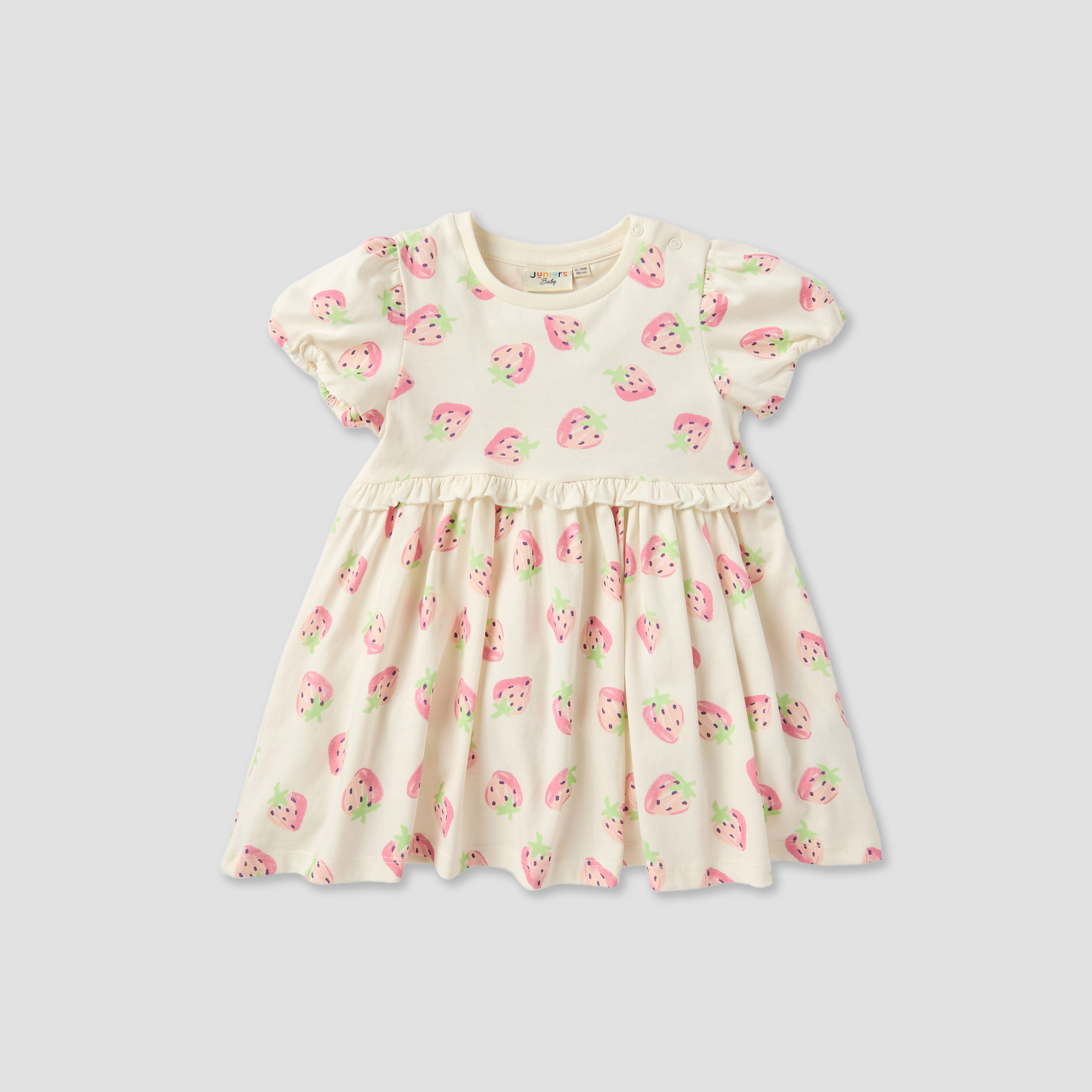 Juniors Fruit Print Dress with Ruffle Detail and Puff Sleeves-baby-girls-clothing-dressesandjumpsuits-image-3