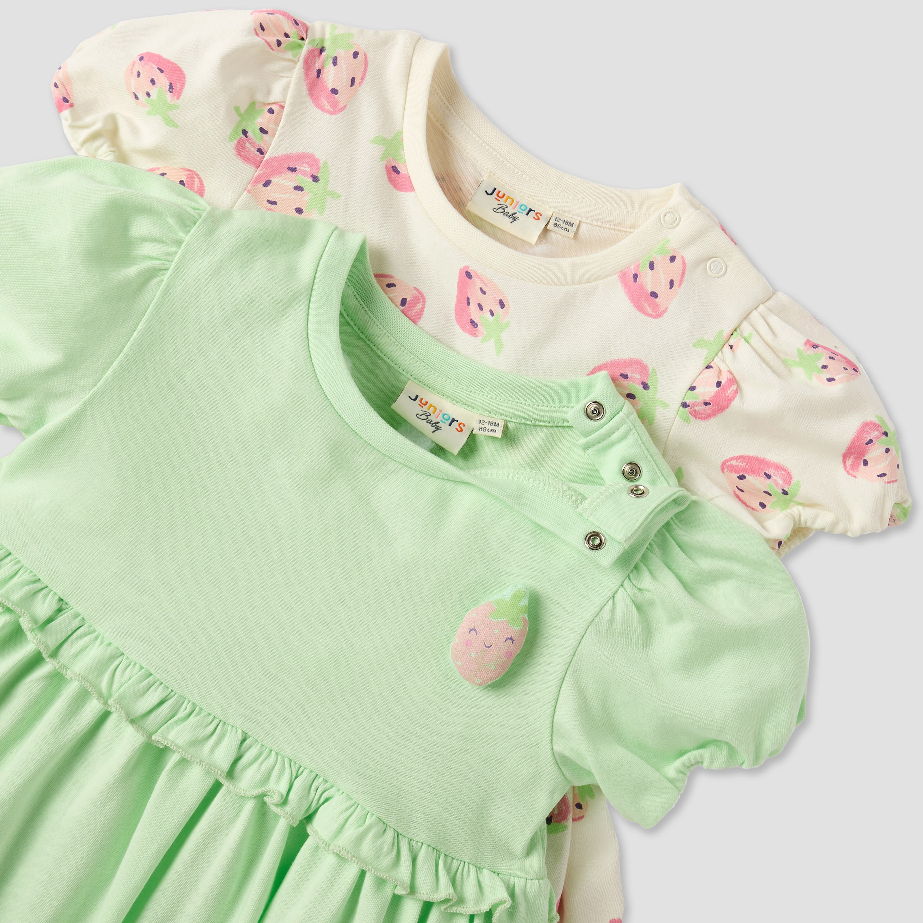 Juniors Fruit Print Dress with Ruffle Detail and Puff Sleeves-baby-girls-clothing-dressesandjumpsuits-image-4