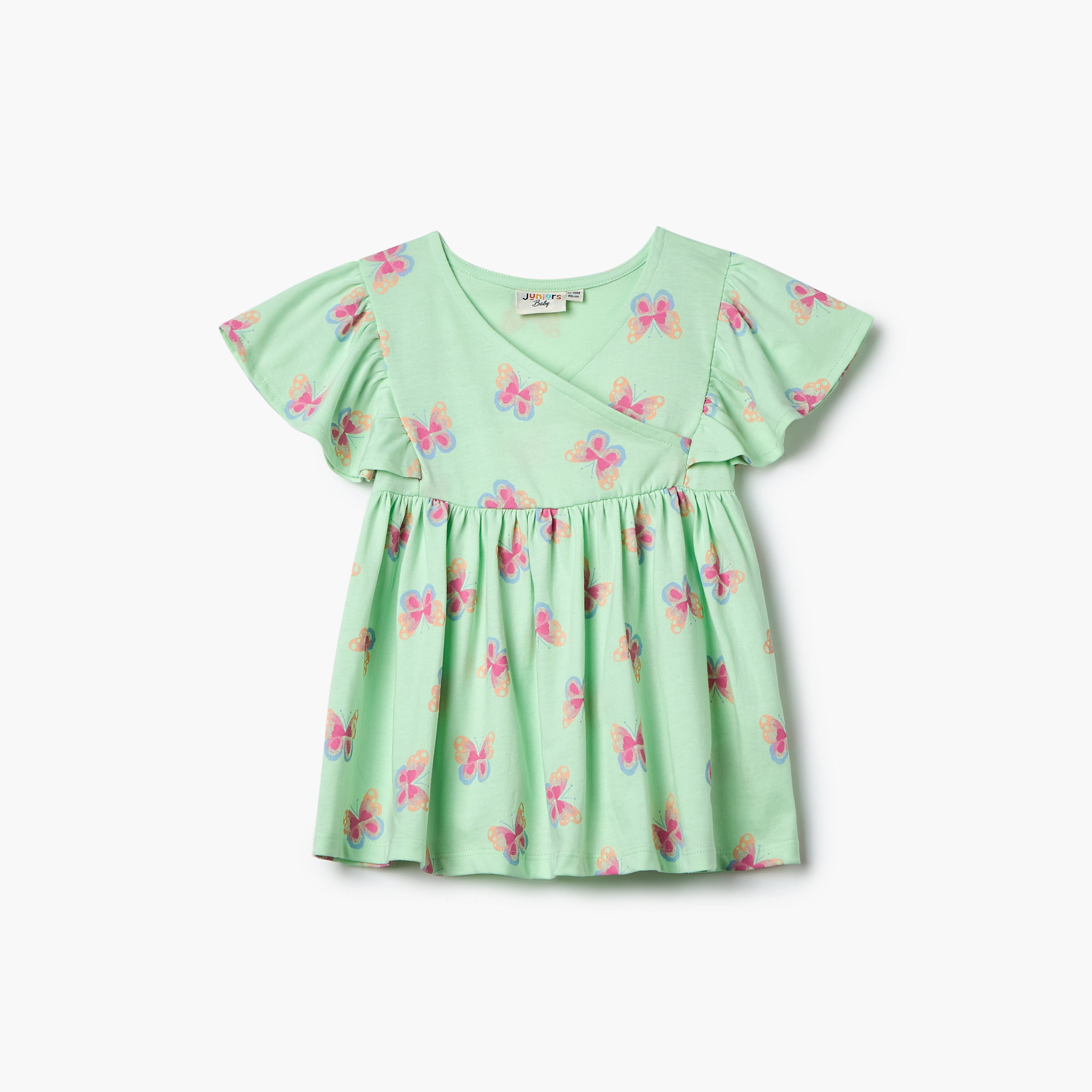 Juniors All-Over Butterfly Print Dress with Flutter Sleeves-baby-girls-clothing-dressesandjumpsuits-image-2