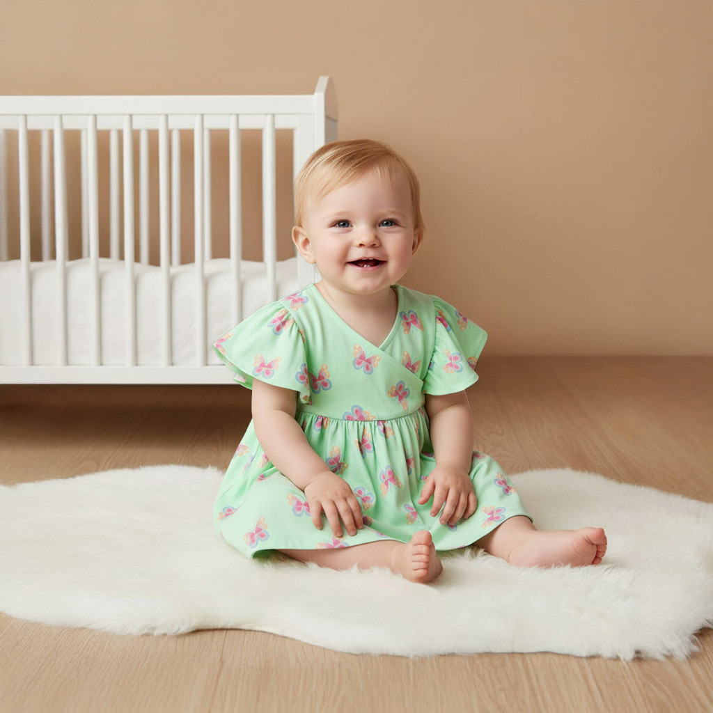 Juniors All-Over Butterfly Print Dress with Flutter Sleeves-baby-girls-clothing-dressesandjumpsuits-image-1