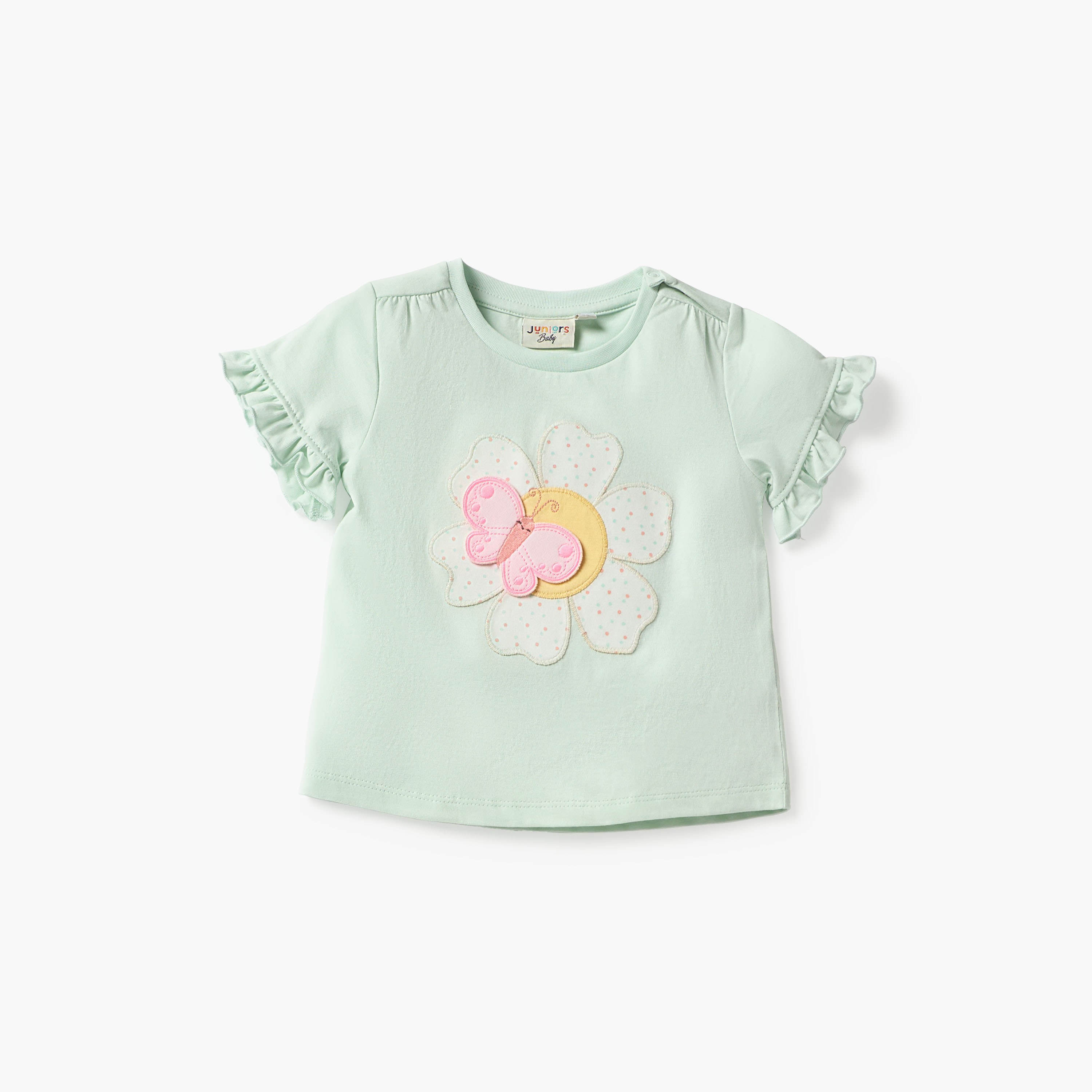 Juniors Floral Applique T-shirt and Shorts Set-baby-girls-clothing-setsandcoords-image-2