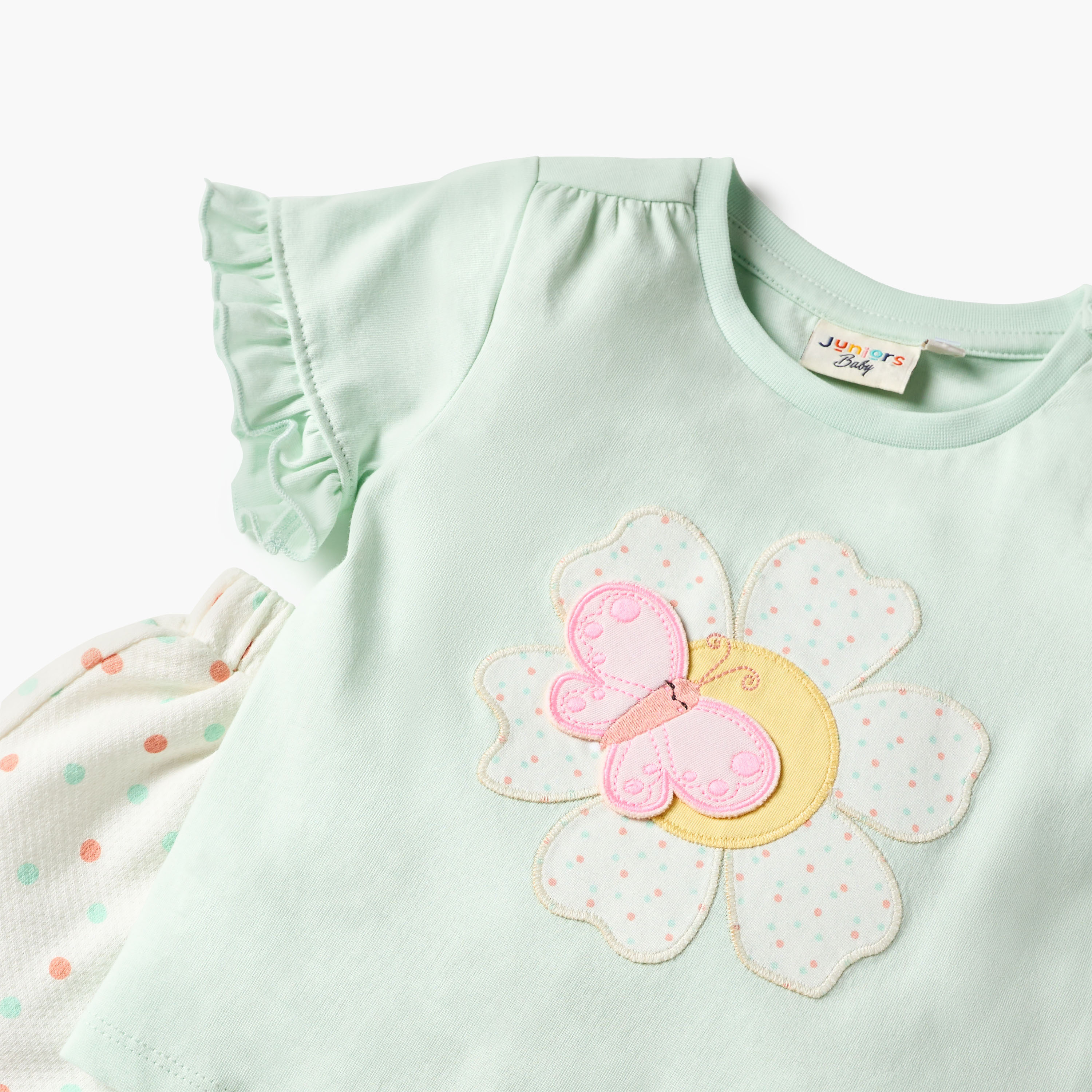 Juniors Floral Applique T-shirt and Shorts Set-baby-girls-clothing-setsandcoords-image-5