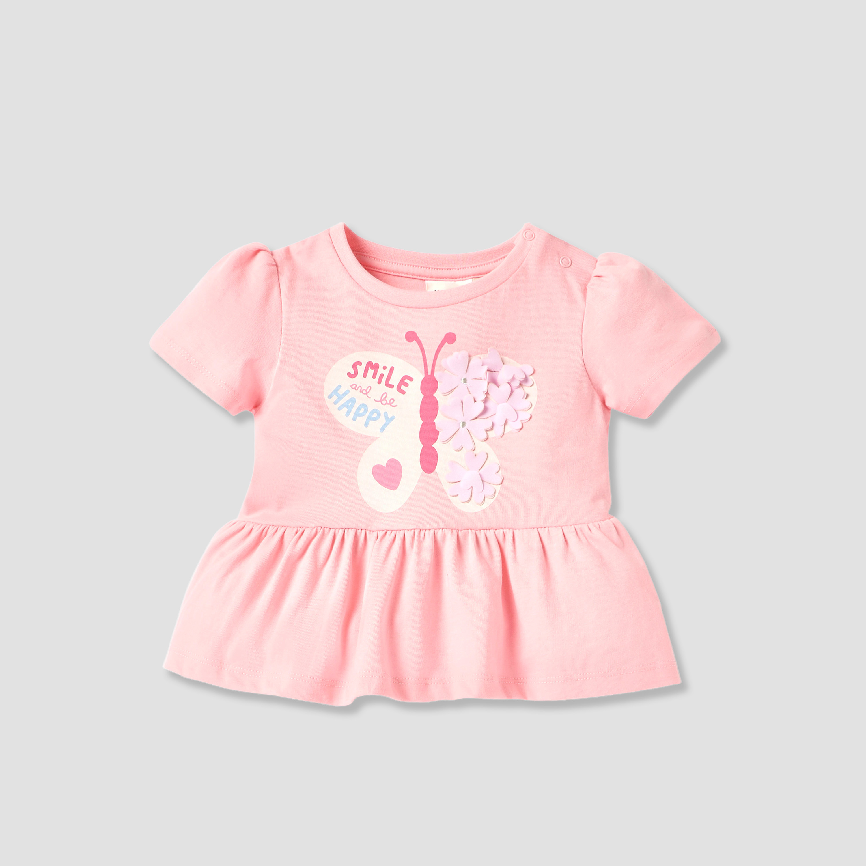 Juniors Butterfly Applique Detail Peplum Top and Shorts Set-baby-girls-clothing-setsandcoords-image-2